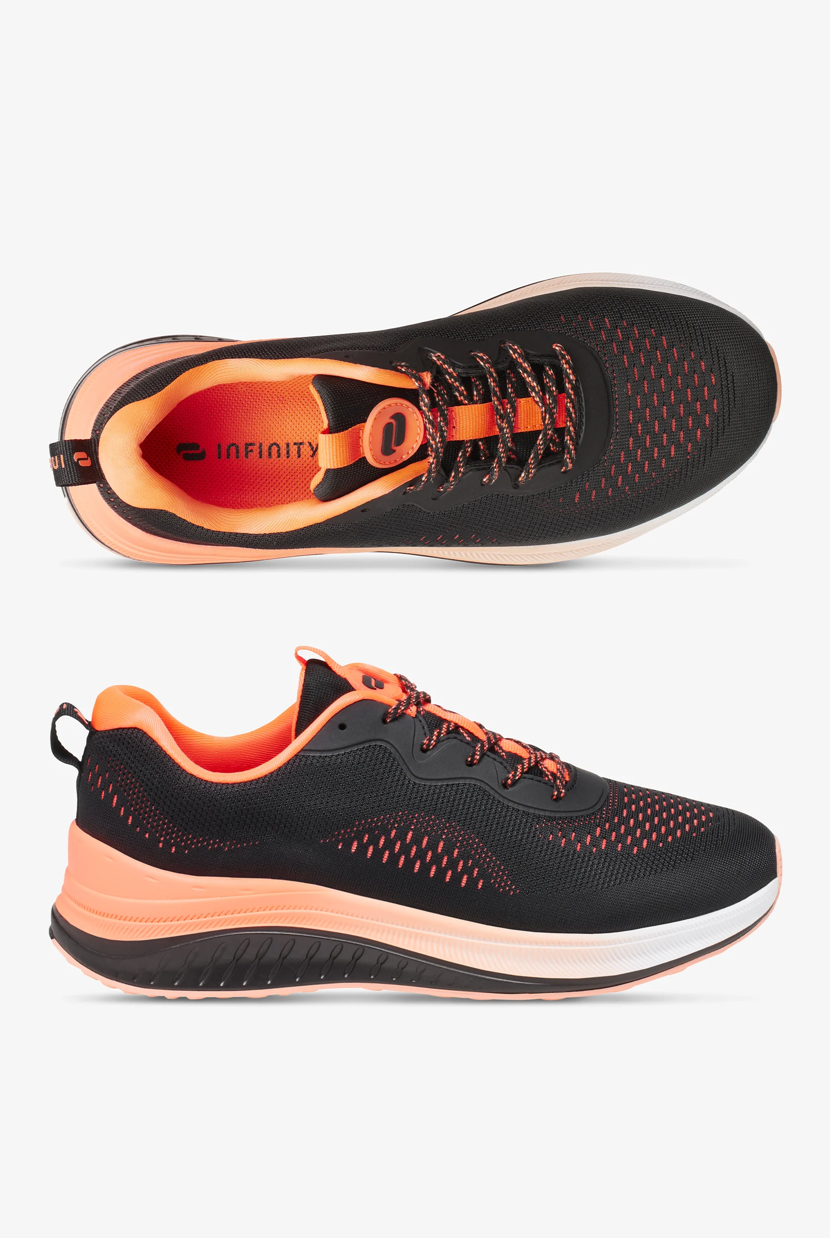 Zapatillas deportivas de enfermería Infinity by Cherokee Infinite Black/Neon Coral con cordones para hombre