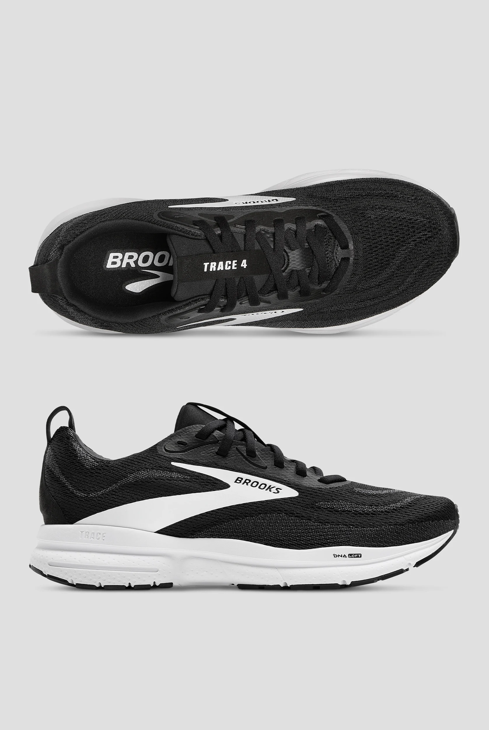 Brooks Women's Trace 4 Black/Grey/White Athletic Lace Up Shoes