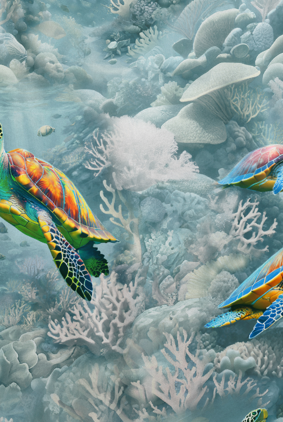 Easy STRETCH Reef Adventure Salt Blue Royal Women's 2-Pocket V-Neck Print Scrub Top