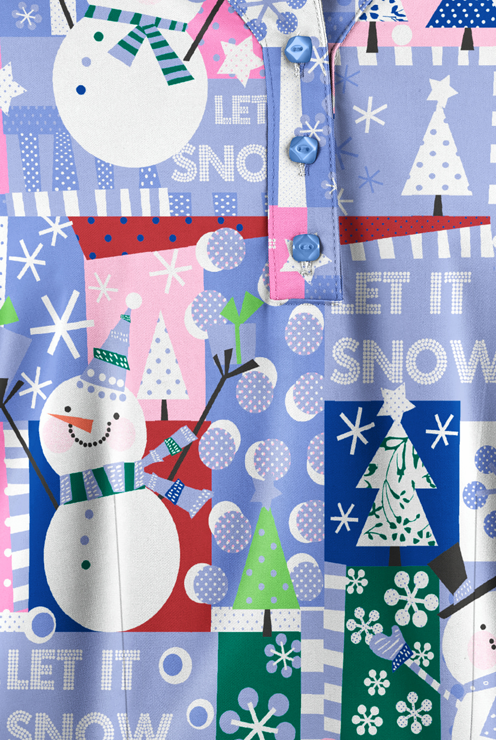 Butter-Soft Joyful Snowman Women's 2-Pocket Round Neckline Print Scrub Top