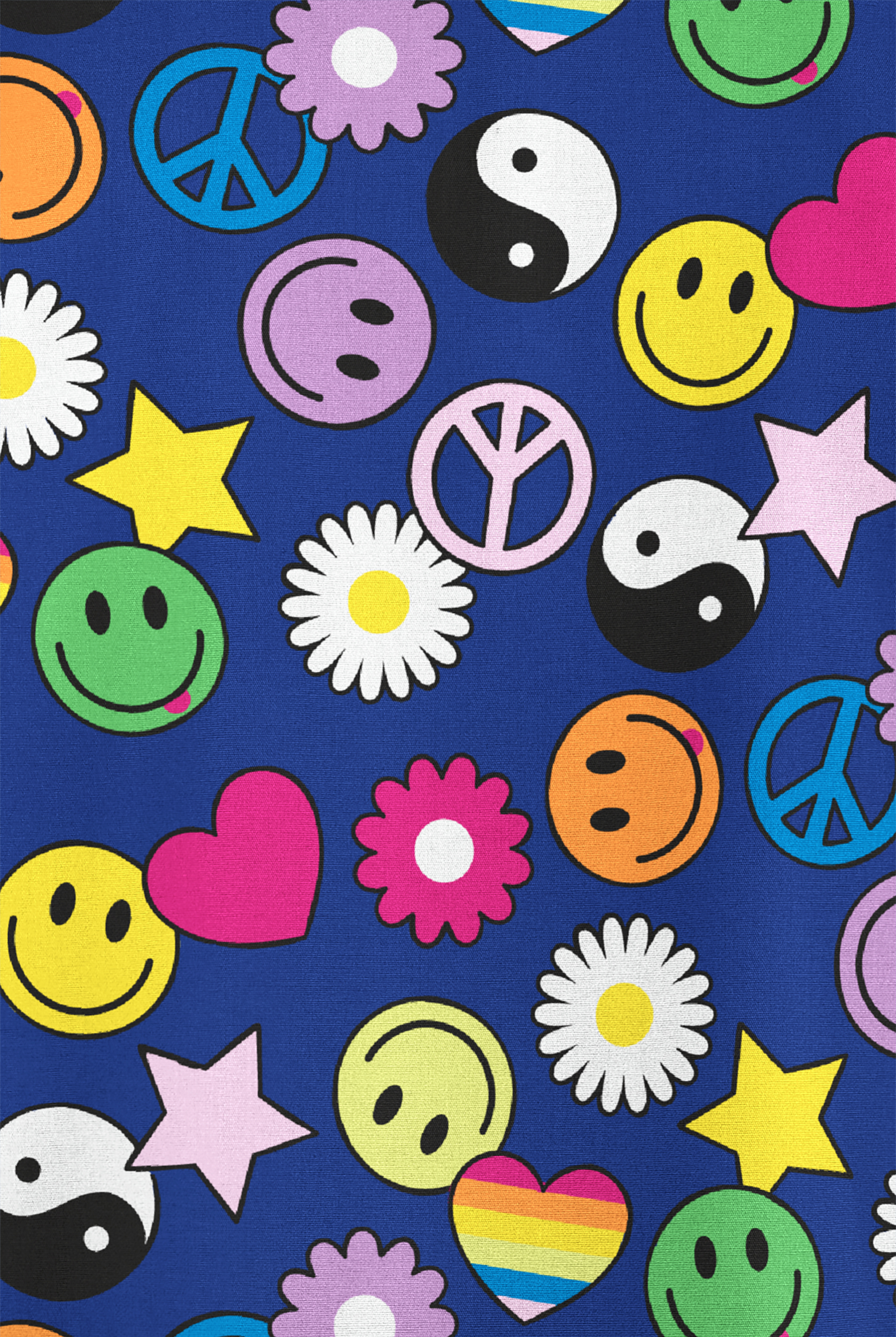 Butter-Soft Originals Peace Love Happiness Royal Women's 3-Pocket Warm-Up Print Scrub Jacket