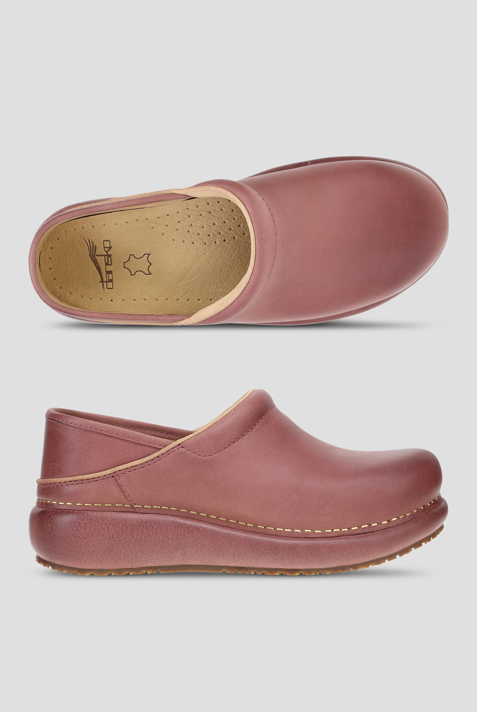 Dansko Women's Platform Pro Cloud Slip-Resistant Rose Burnished Nubuck Clogs