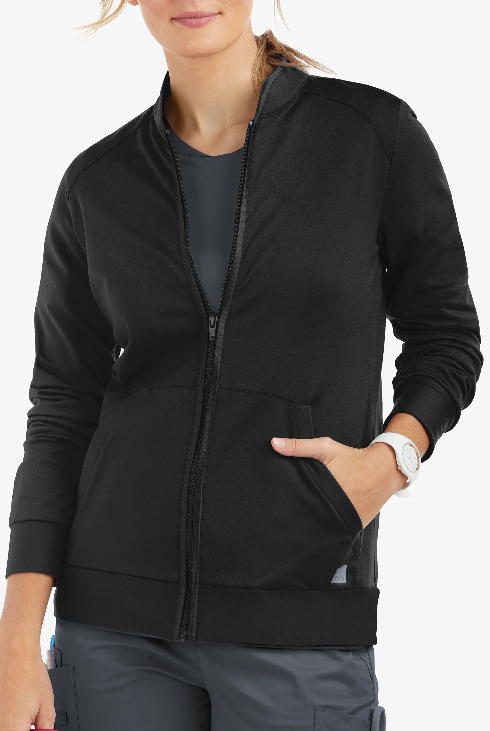 Butter-Soft STRETCH Women's 2-Pocket Technical Knit Zip Front Scrub Jacket