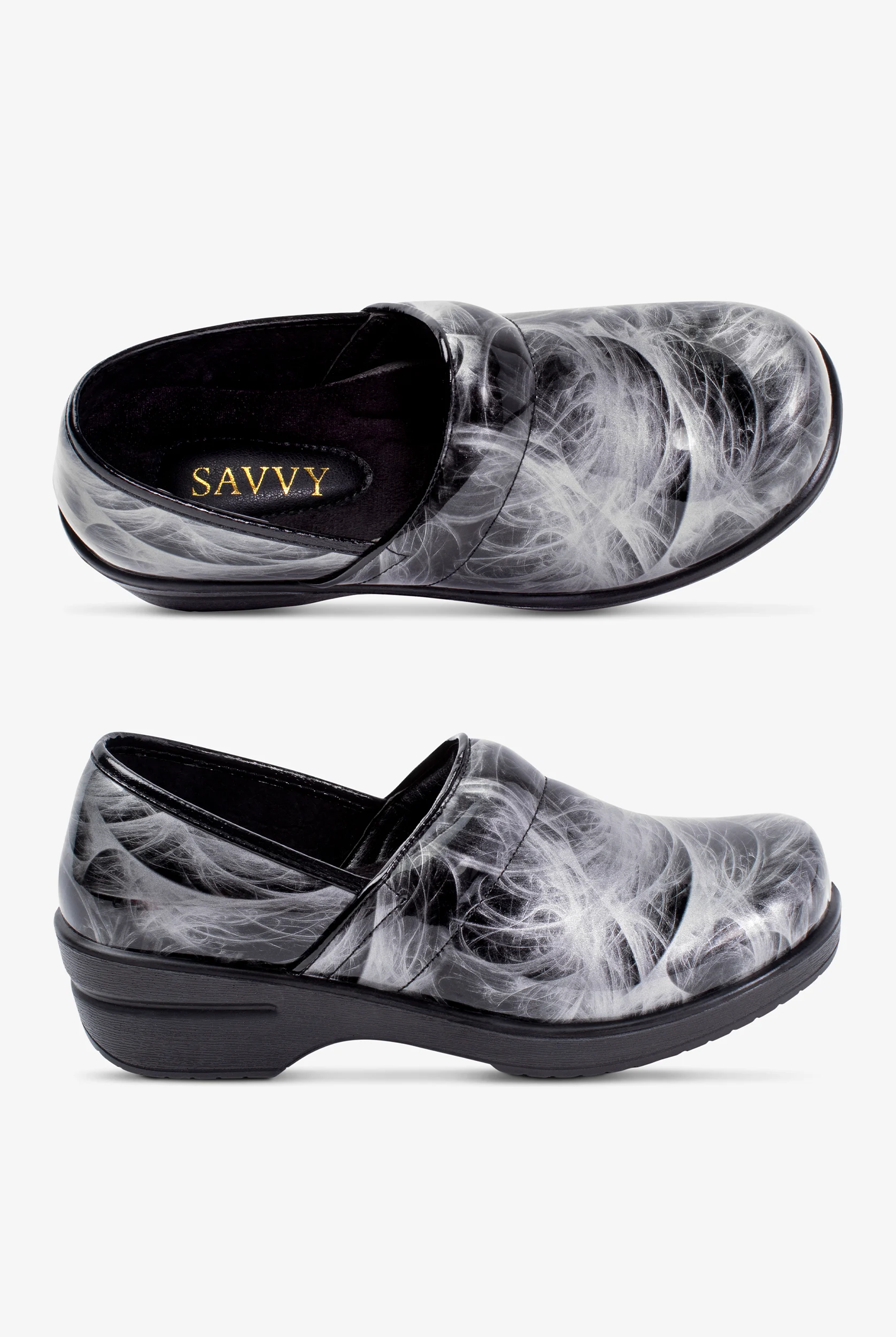 Savvy Women's Brandy Grey Marble Nursing Clogs