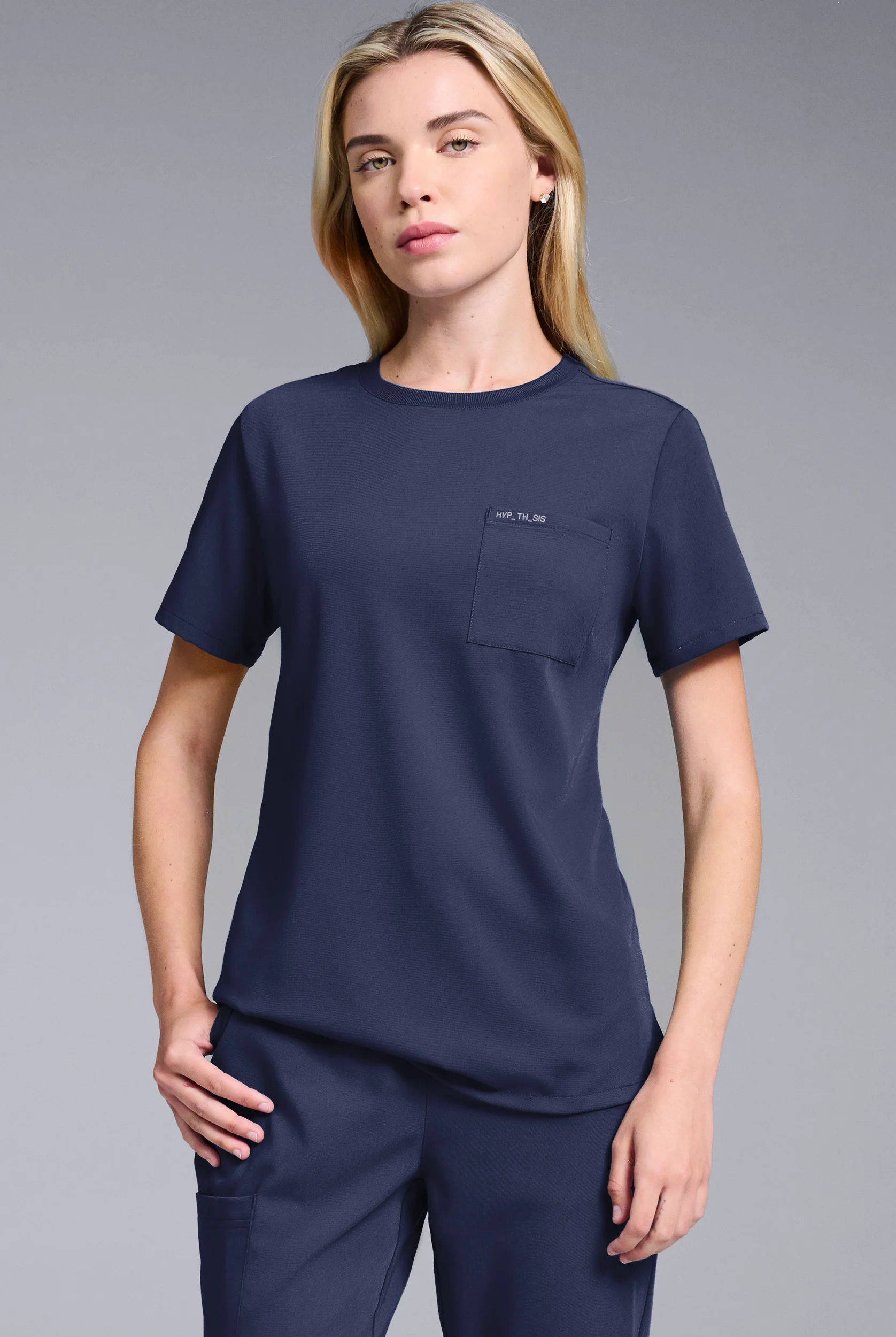 Blusa médica Hypothesis Base con cuello redondo para mujer