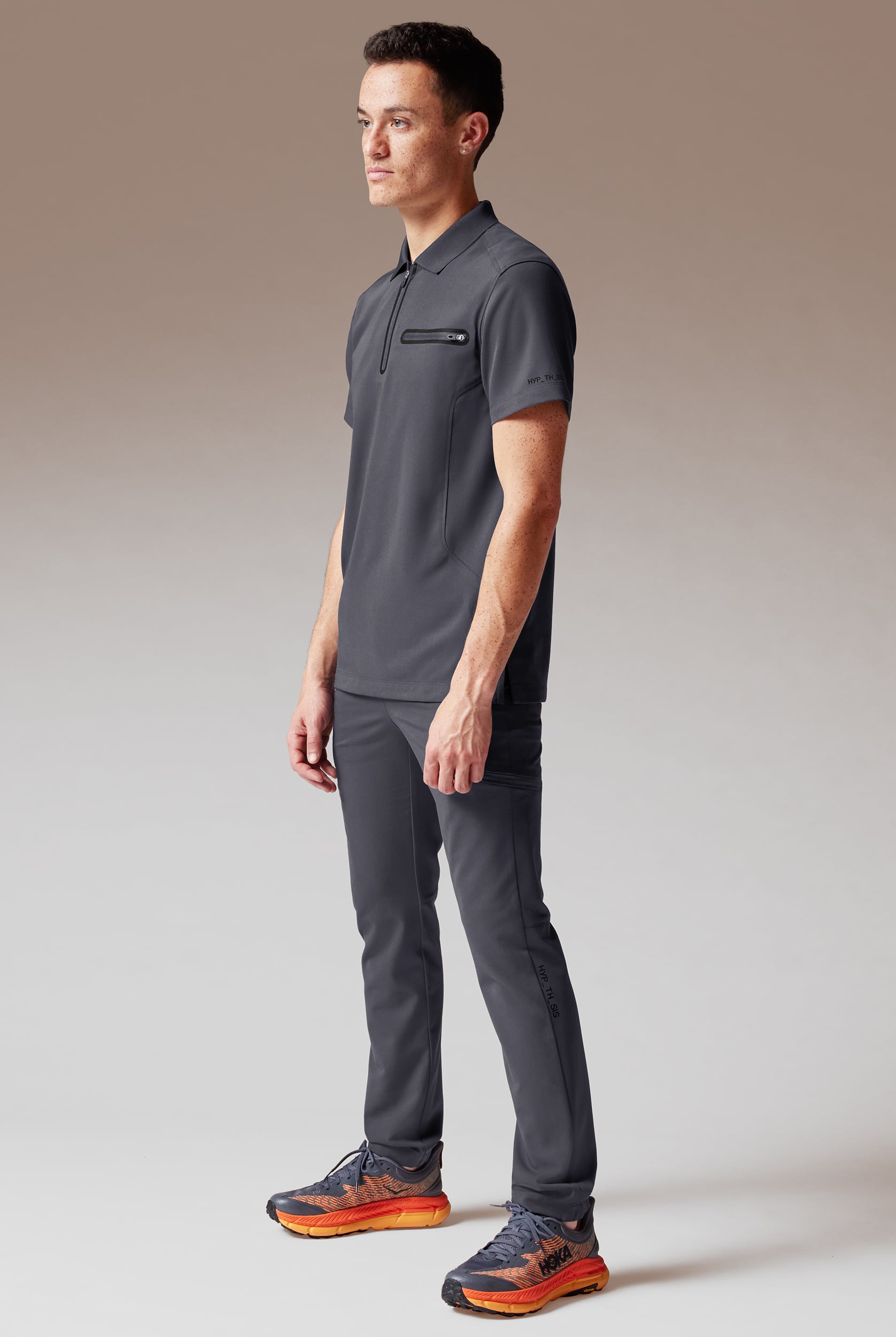 Hypothesis Alpha System Men&rsquo;s 1-Pocket Zip Neck Polo With Tonal Trim Scrub Top
