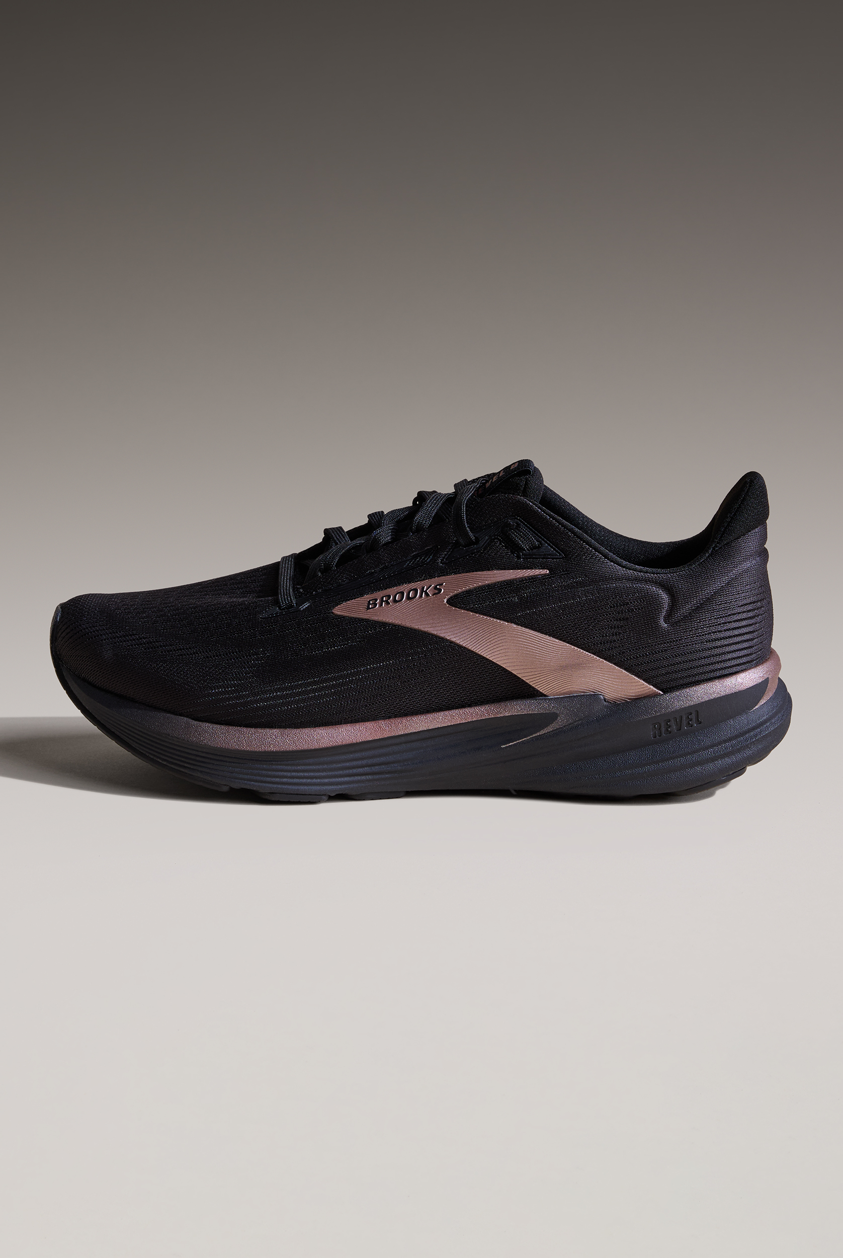 Brooks Women's Revel 8 Black/Black/Rose Gold Athletic Lace Up Shoes