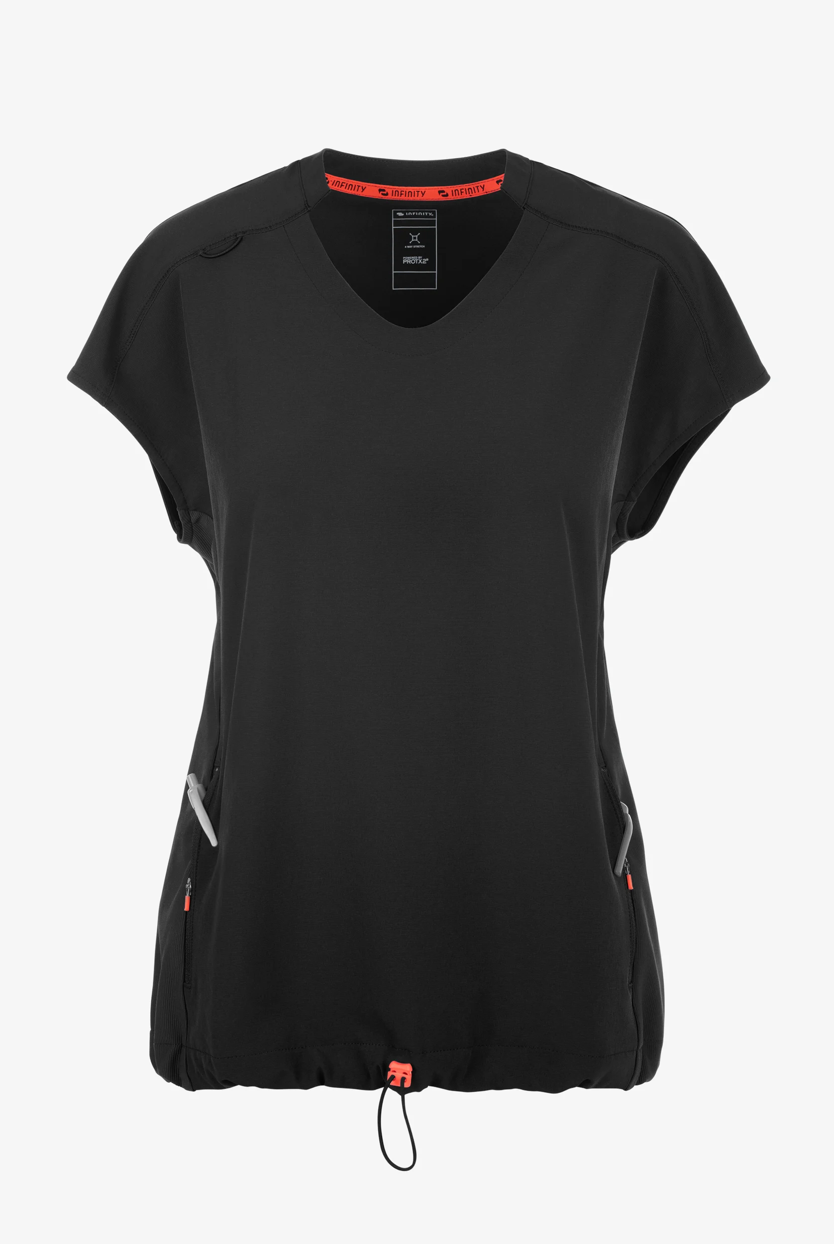 Infinity GNR8 Women's 2-Pocket STRETCH Rib-Knit Trim Dolman Sleeve V-Neck Scrub Top