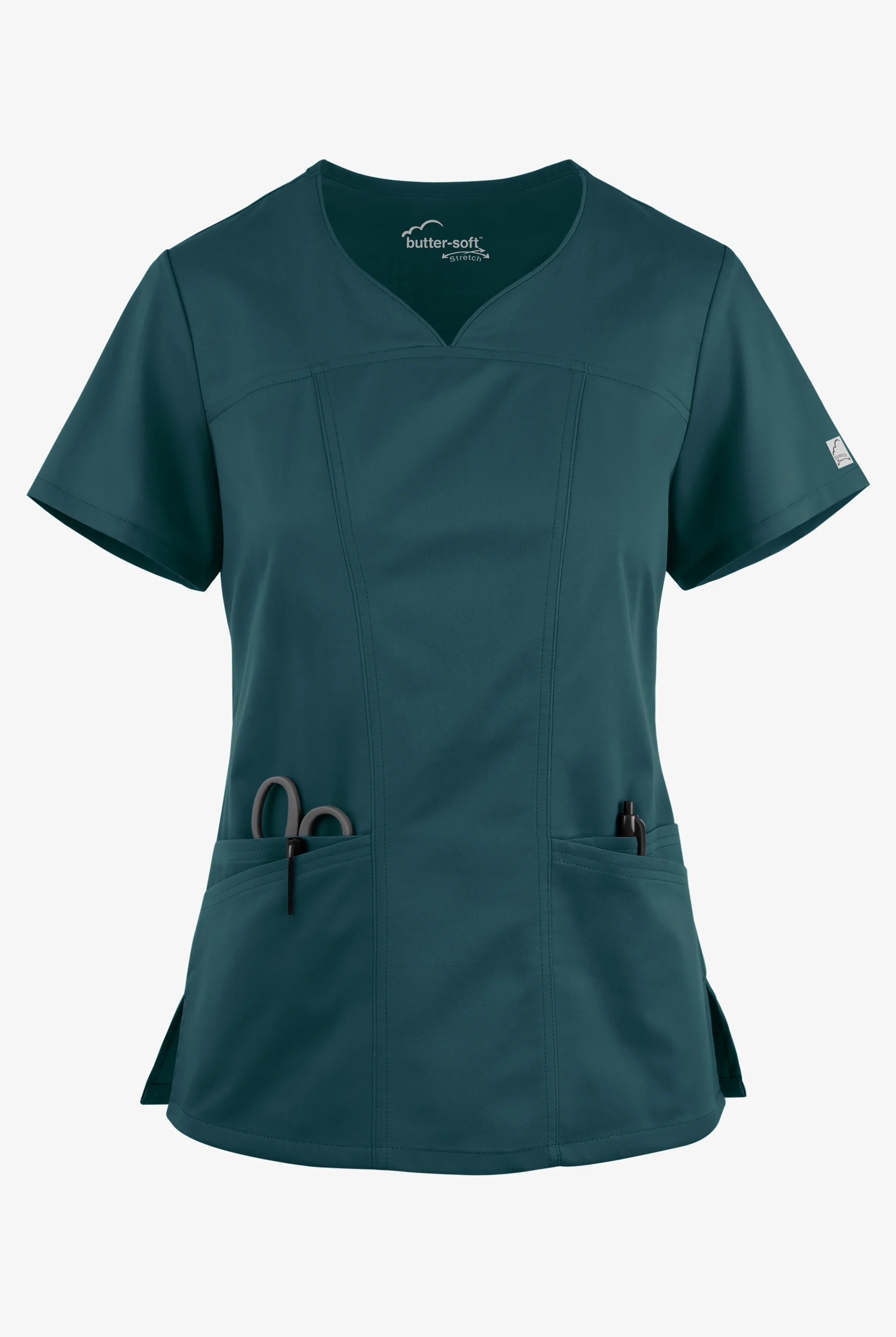 Butter-Soft STRETCH Women's 4-Pocket Sweetheart Neck Scrub Top
