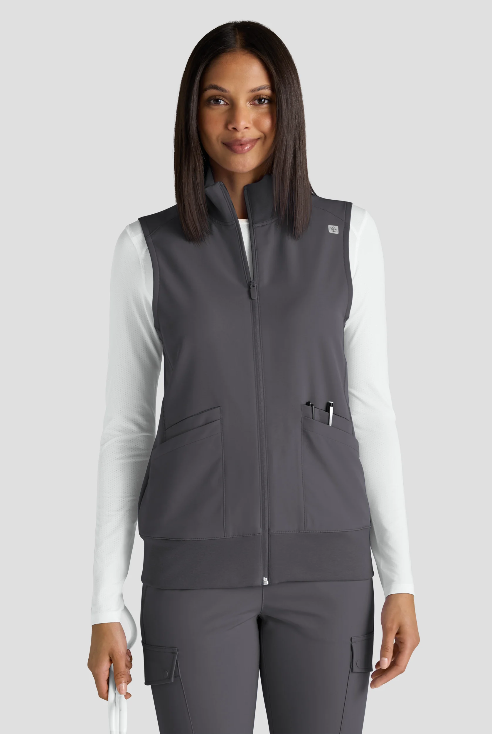 ReSurge Ebro Women's 6-Pocket Zip Front Stand Scrub Vest