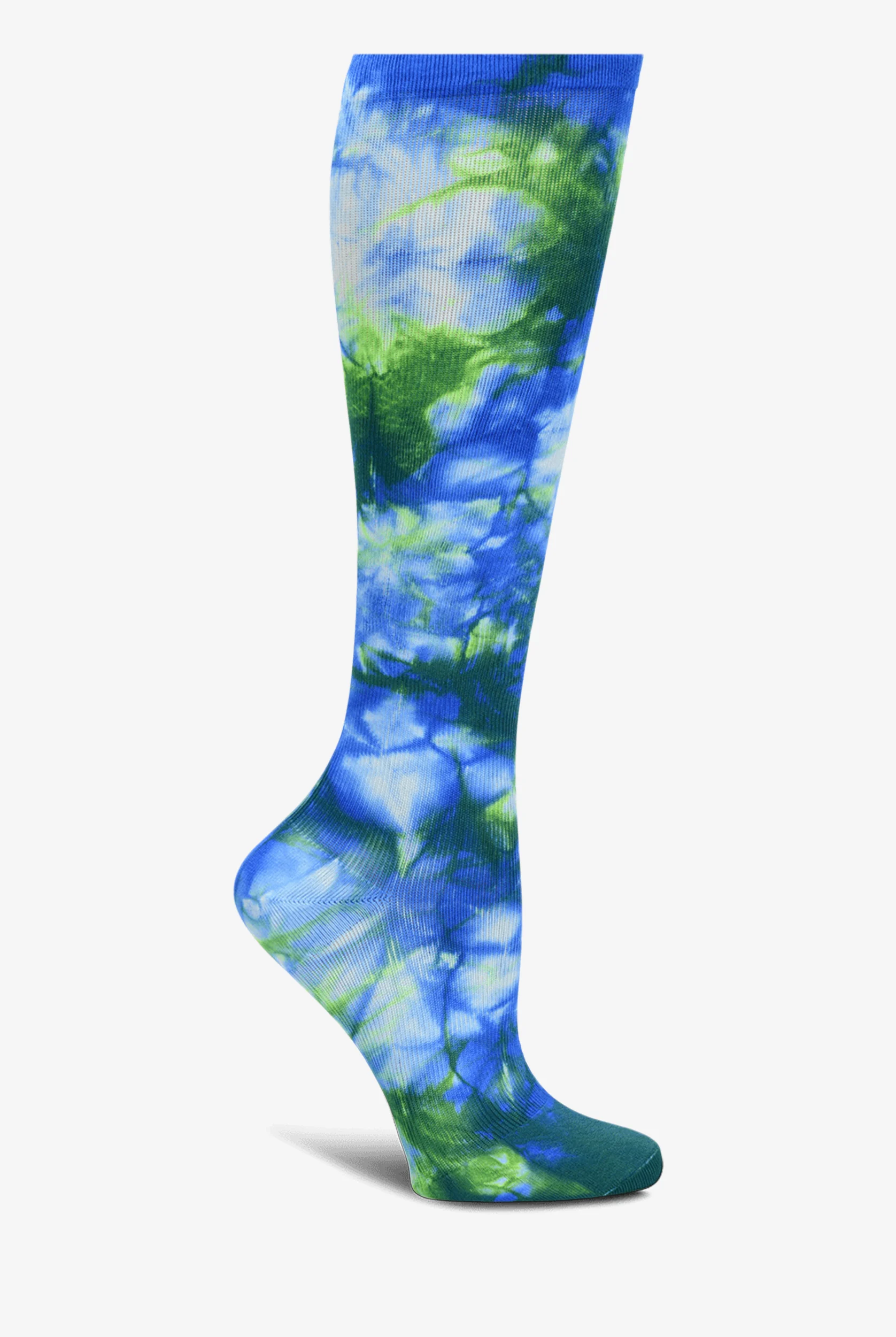 Nurse Mates Royal/Green Tie Dye 12-14 mmHg Wide Light Compression Socks
