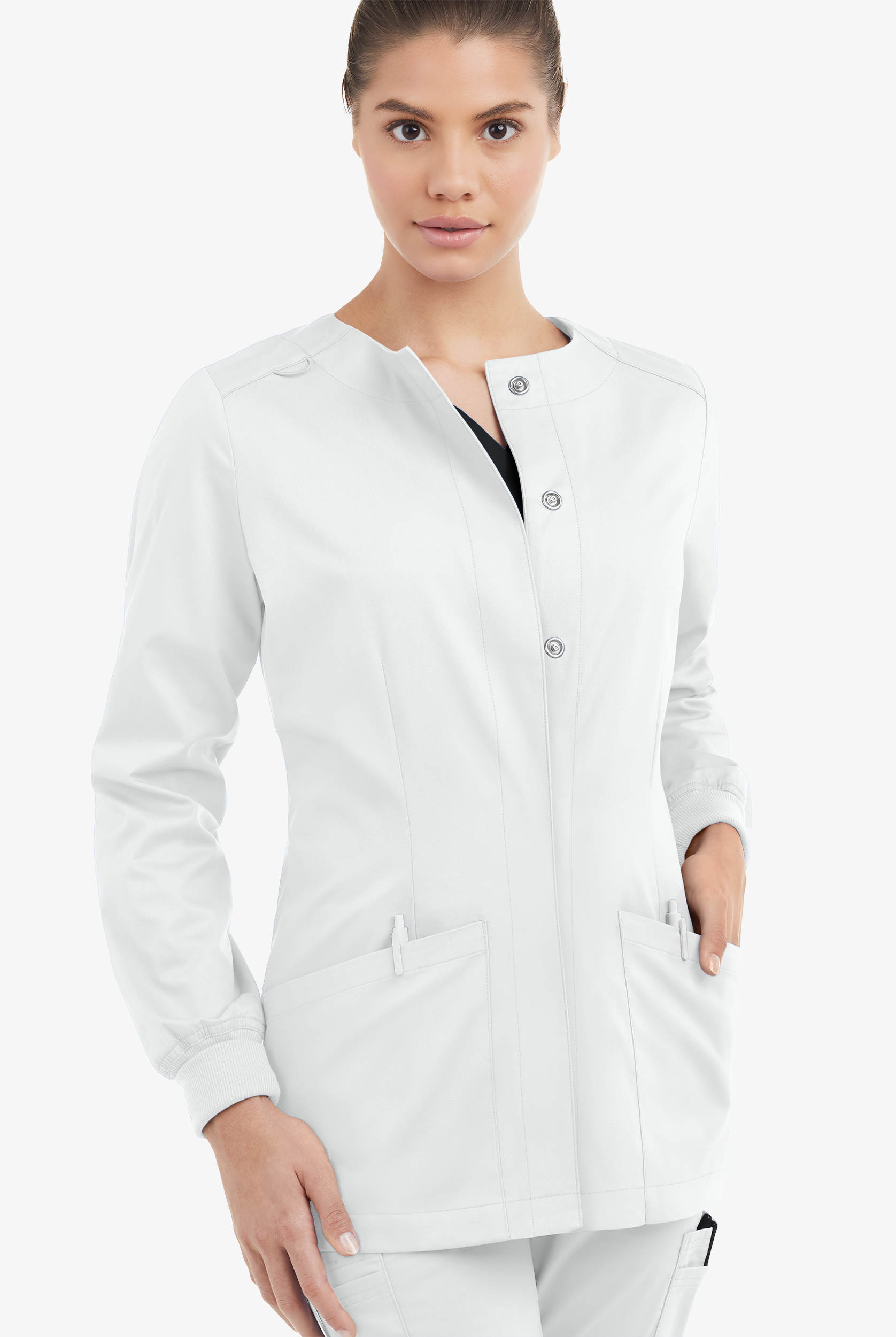 Butter-Soft STRETCH Women's 2-Pocket Long Sleeve Snap Front Scrub Jacket
