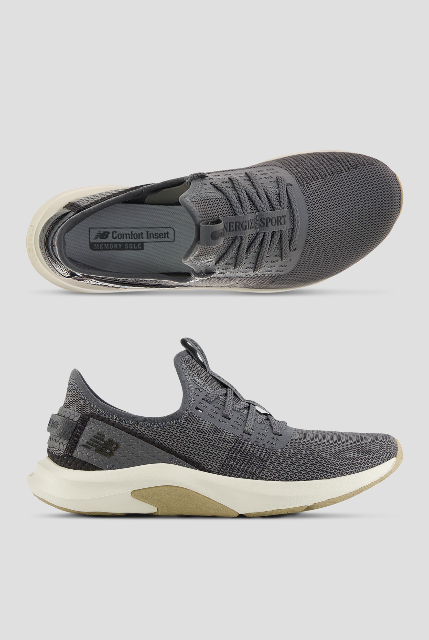 New Balance Women's DynaSoft Nergize Sport v2 Castlerock Black Cement Athletic Lace Up Shoes