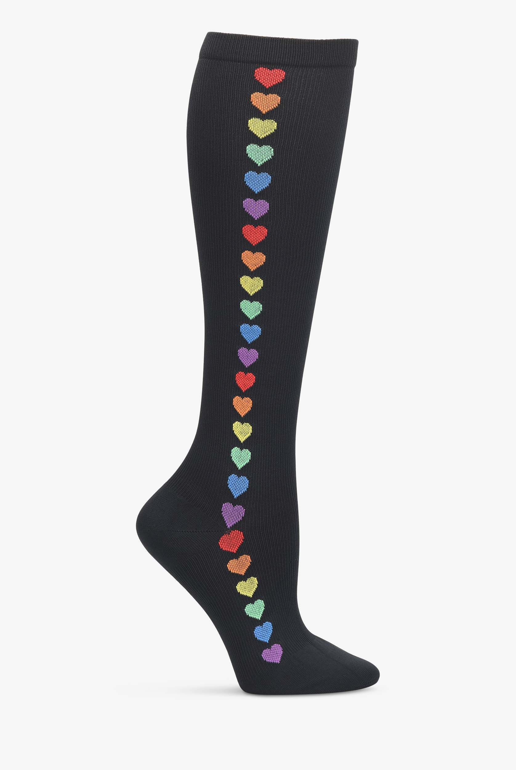 Nurse Mates Rainbow Hearts Women's 12-14 mmHg Light Compression Socks