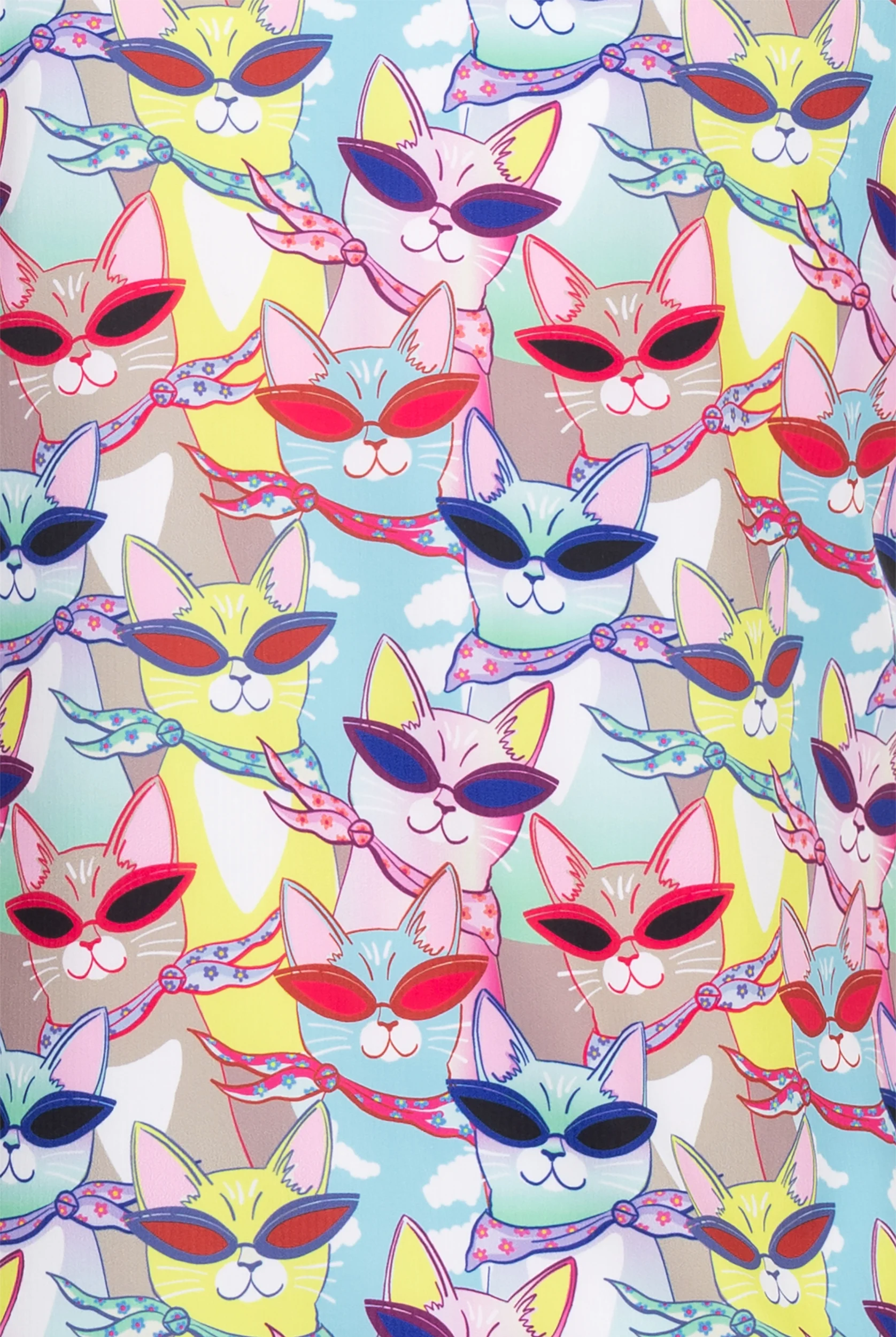 Skechers by Barco Windy Kitty Women's 3-Pocket STRETCH V-Neck Print Scrub Top