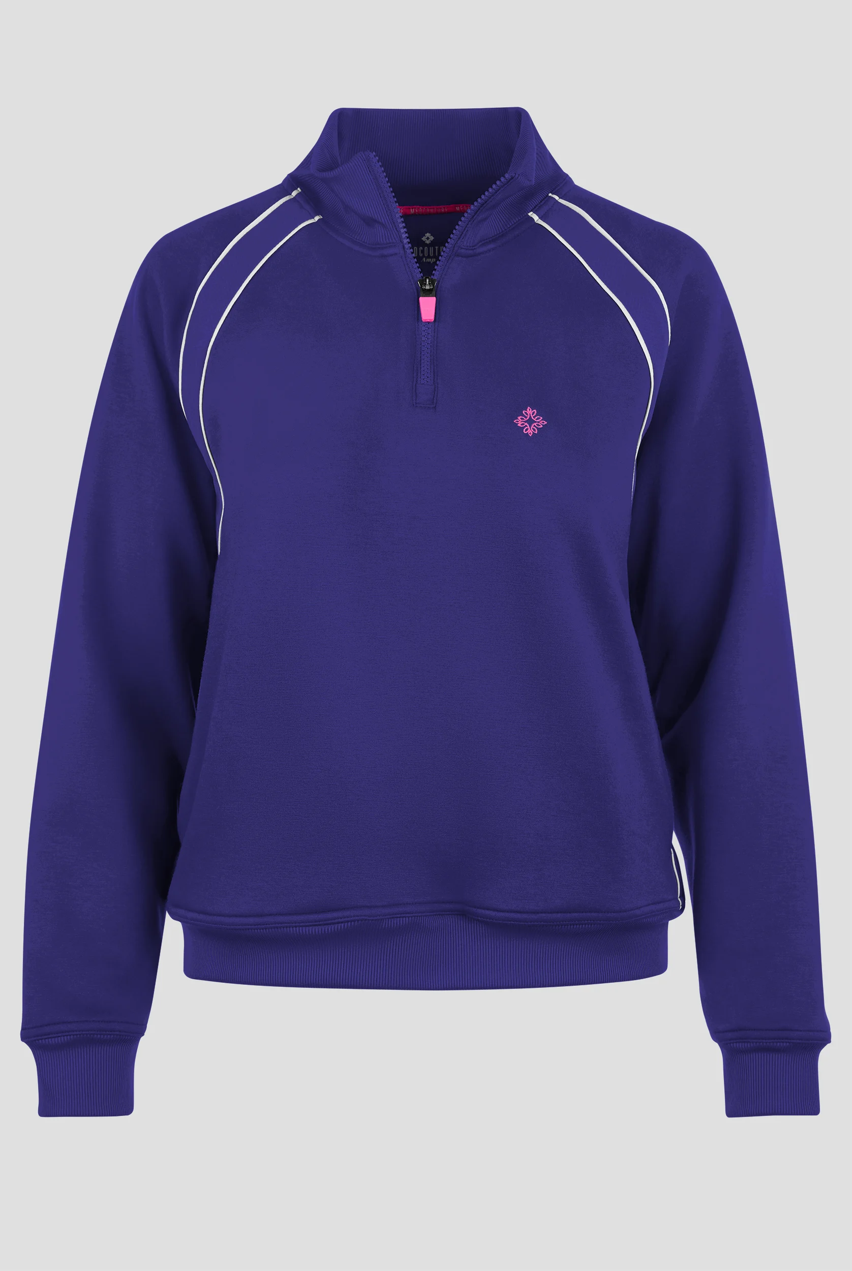 Med Couture Layers Women's 2-Pocket STRETCH Half Zip Scuba Knit Scrub Jacket