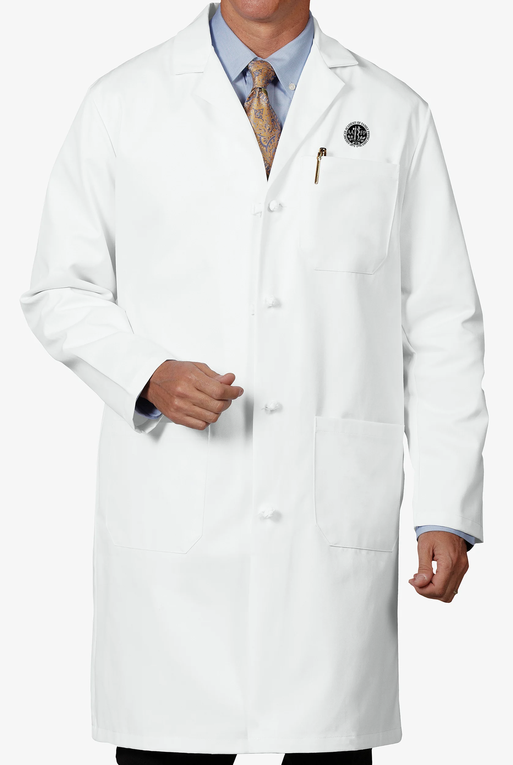 Bata de laboratorio Fashion Seal con botones de tela anudada y 3 bolsillos para hombre