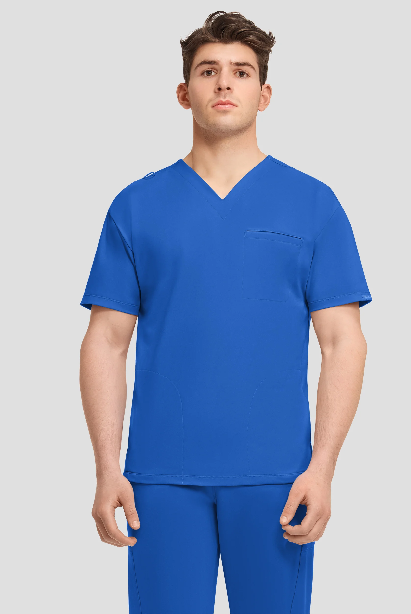 Cherokee Achieve Men's 3-Pocket STRETCH Relaxed V-Neck Knit Scrub Top