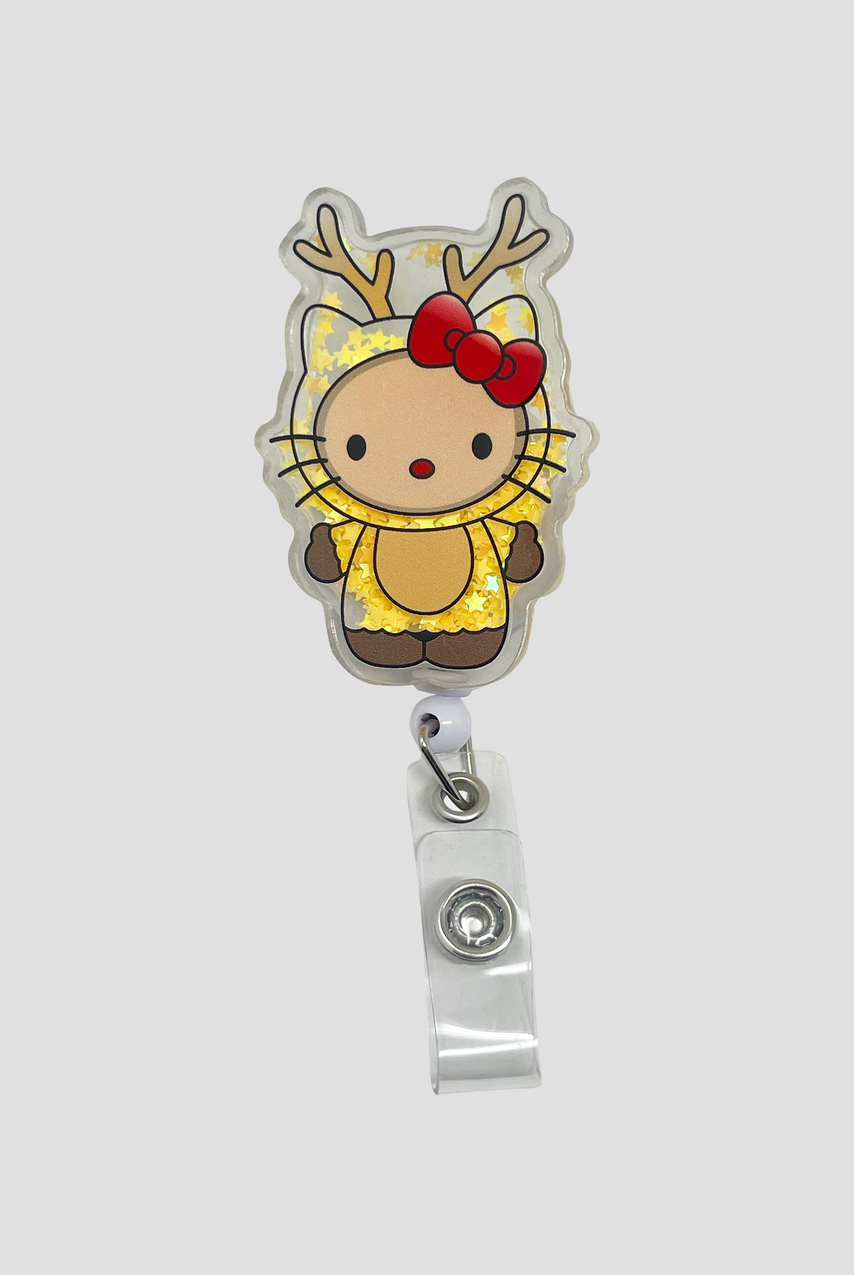Cutieful Reindeer Hello Kitty Shaker ID Badge Holder