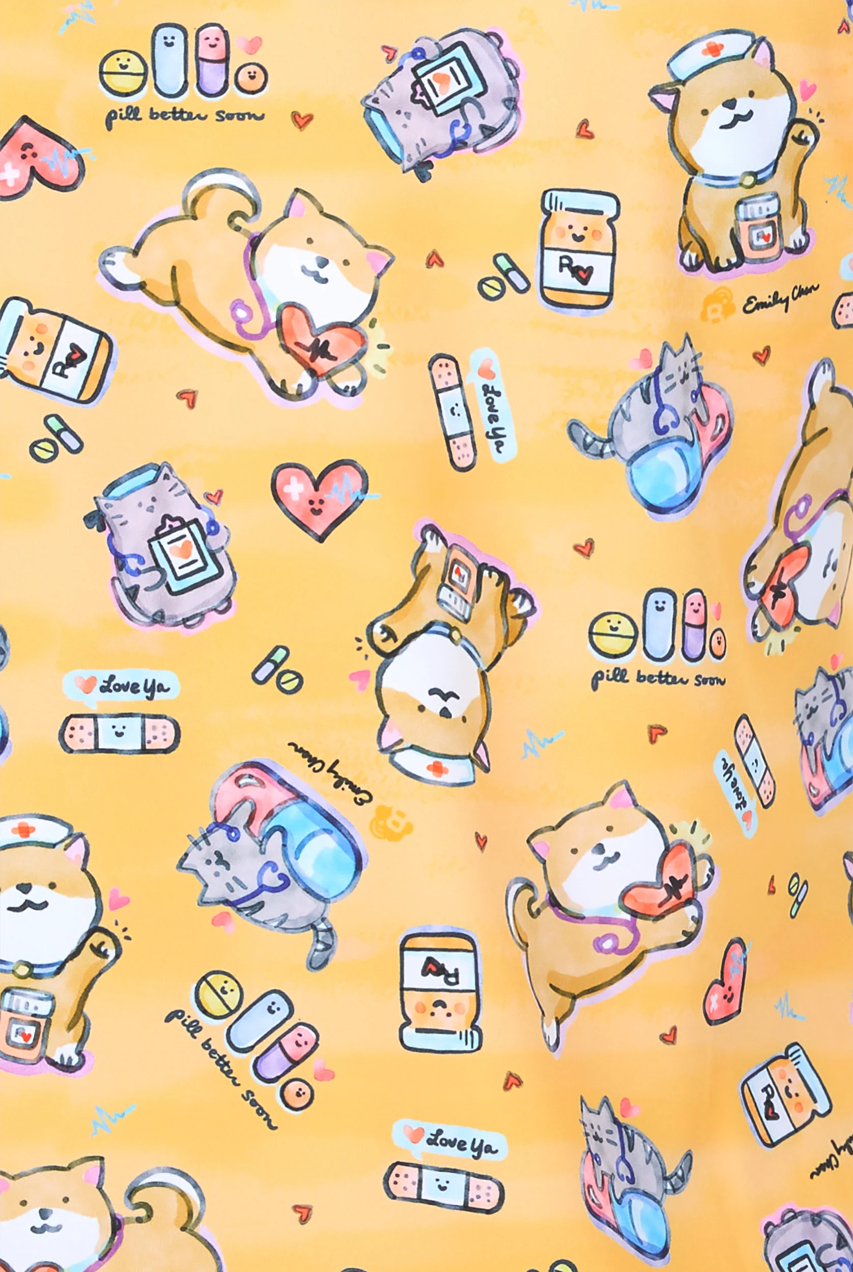 koi Next Gen Medical Cuties Women's 2-Pocket STRETCH V-Neck Print Scrub Top