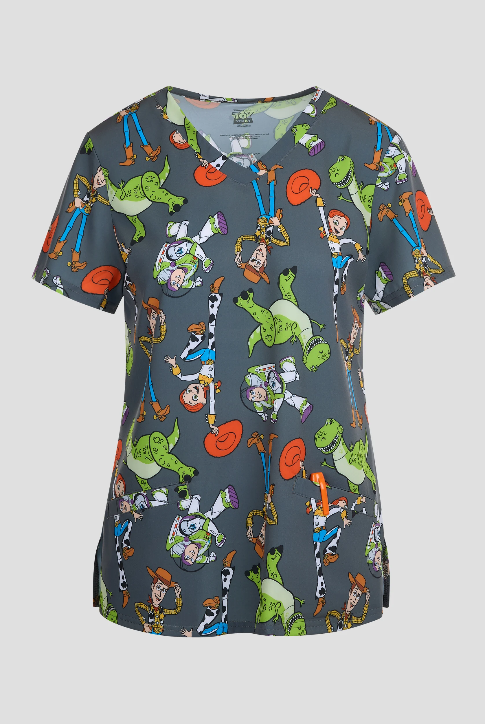 Blusa médica estampada Disney's Toy Story by Funscrubs STRETCH con cuello en V y 2 bolsillos para mujer