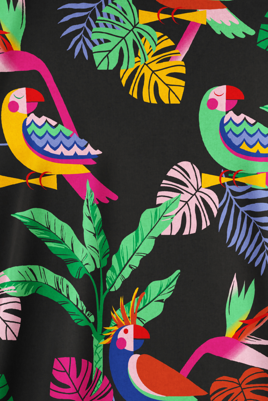 Butter-Soft Originals Bird Of Paradise Black Women's 2-Pocket V-Neck Print Scrub Top