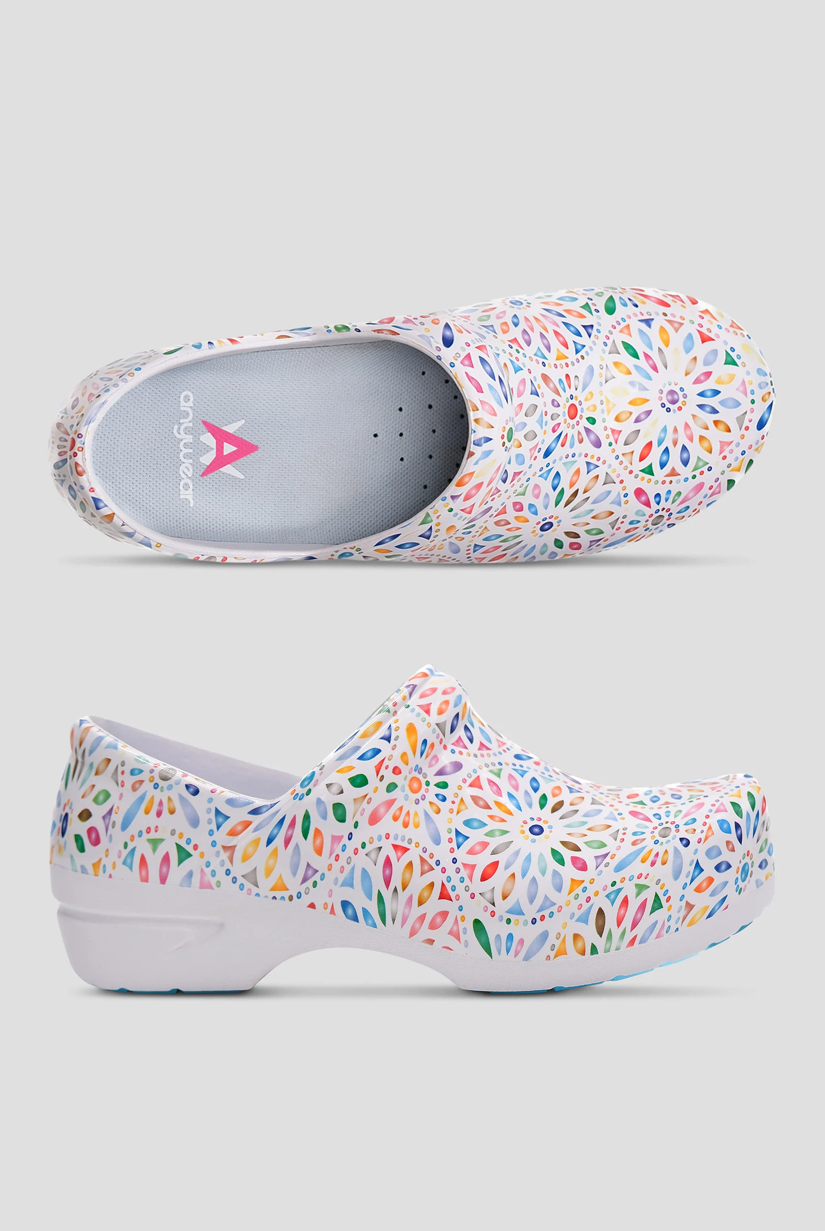Anywear Women's Slip Resistant SR Angel Kaleidoscope Clogs