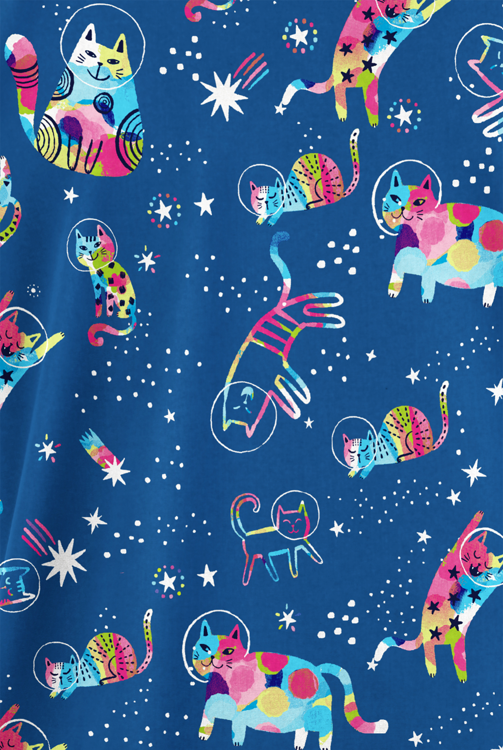 Butter-Soft Originals Galactic Cats Royal Women's 2-Pocket Classic Fit V-Neck Print Scrub Top