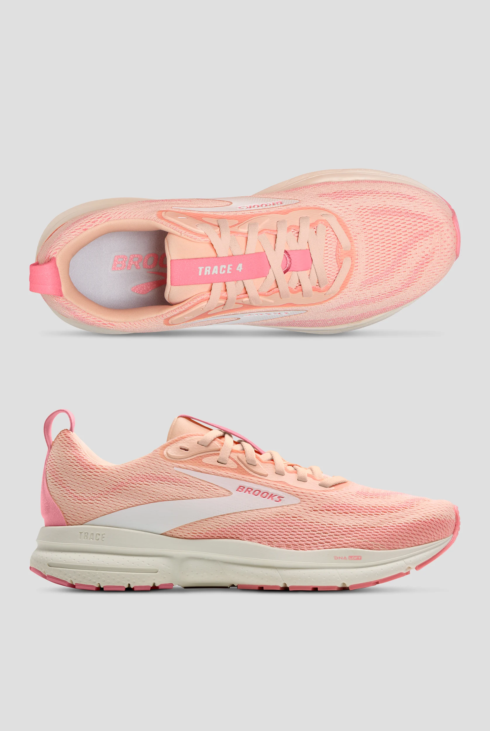 Brooks Women's Trace 4 Tropical Peach/Dianthus/Grey Athletic Lace Up Shoes