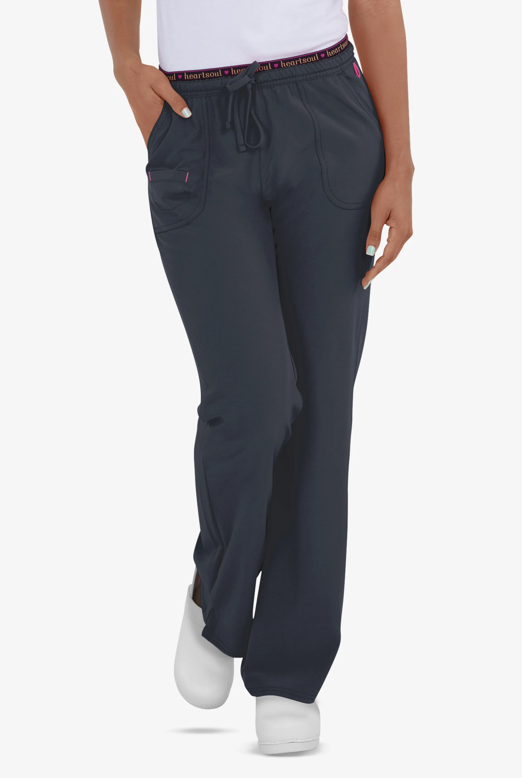 heartsoul Break On Through Heart Breaker Women's 4-Pocket STRETCH Logo Elastic Scrub Pants