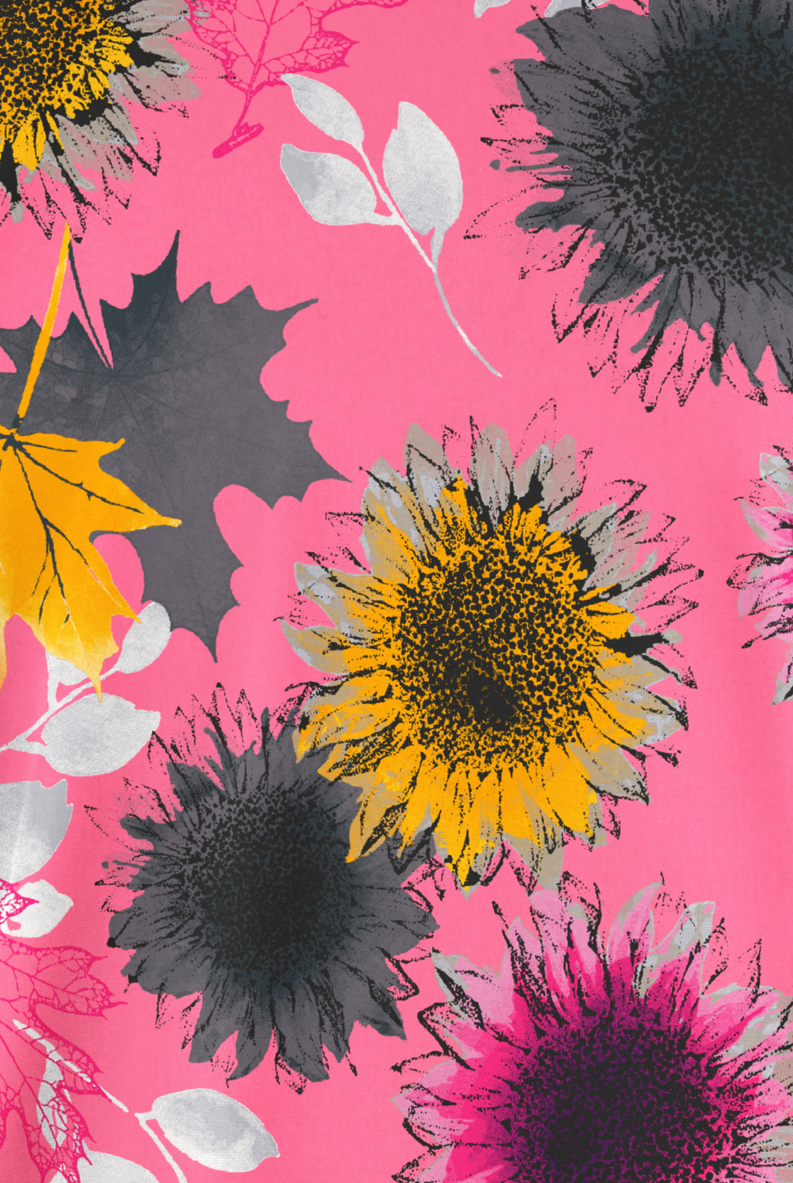 Butter-Soft Originals Autumn Sunflowers Rose Dusk Women's 2-Pocket V-Neck Print Scrub Top