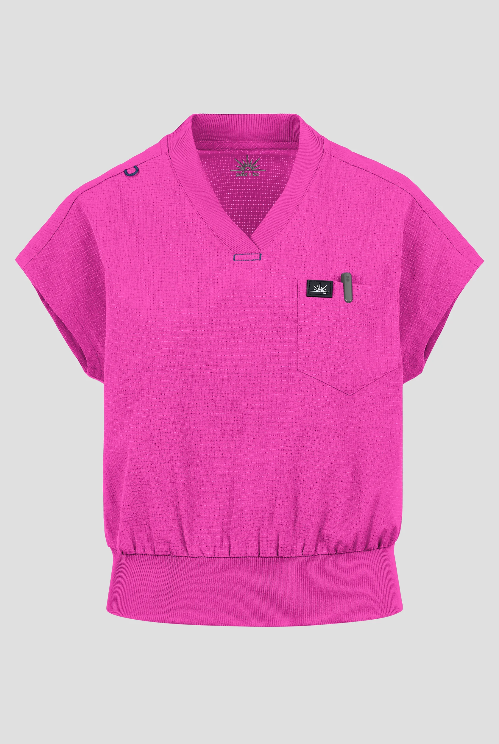 koi Solis Trinity Women's 1-Pocket STRETCH Banded Bottom Split V-Neck Scrub Top