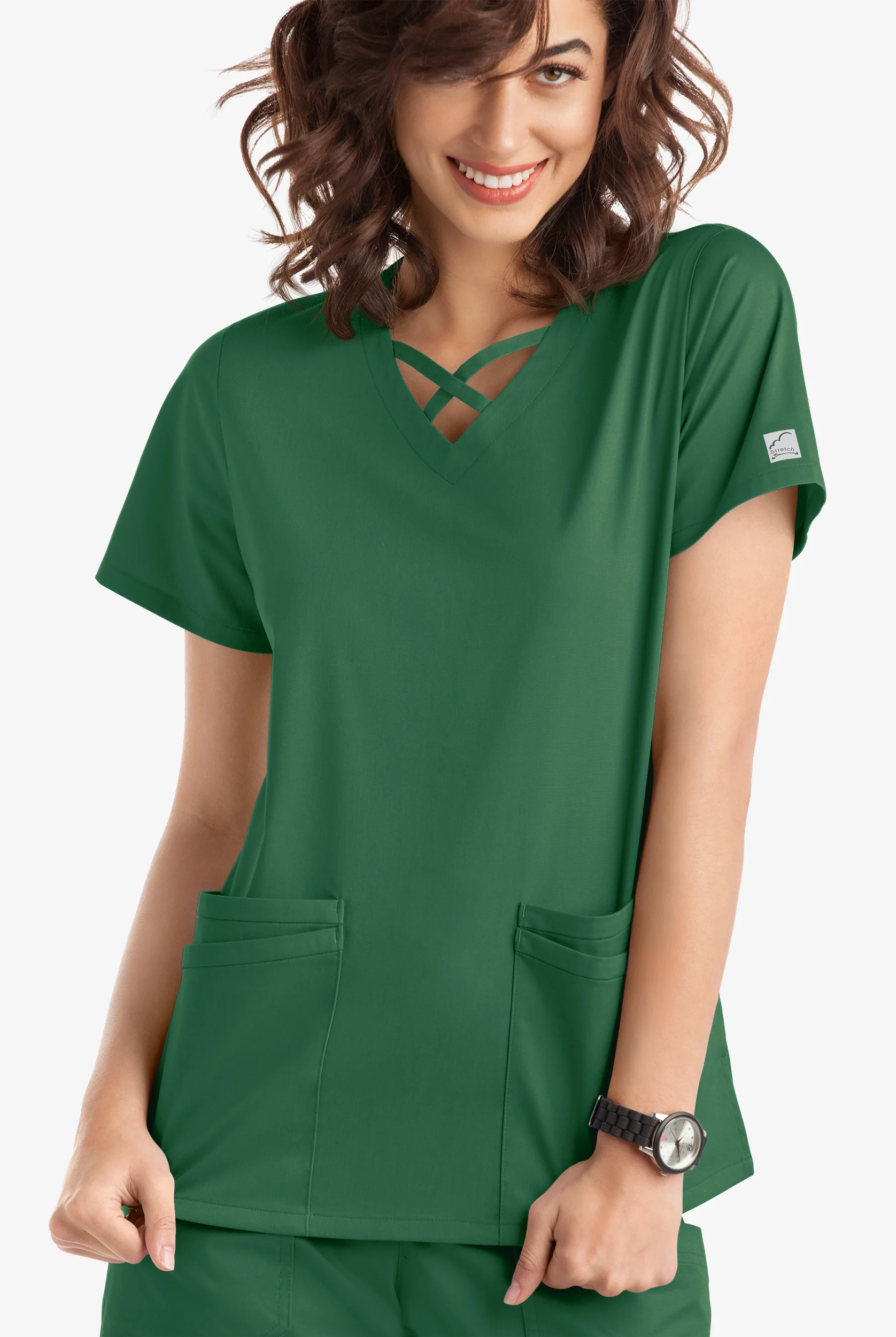 Butter-Soft STRETCH Women's 4-Pocket Crisscross Scrub Top