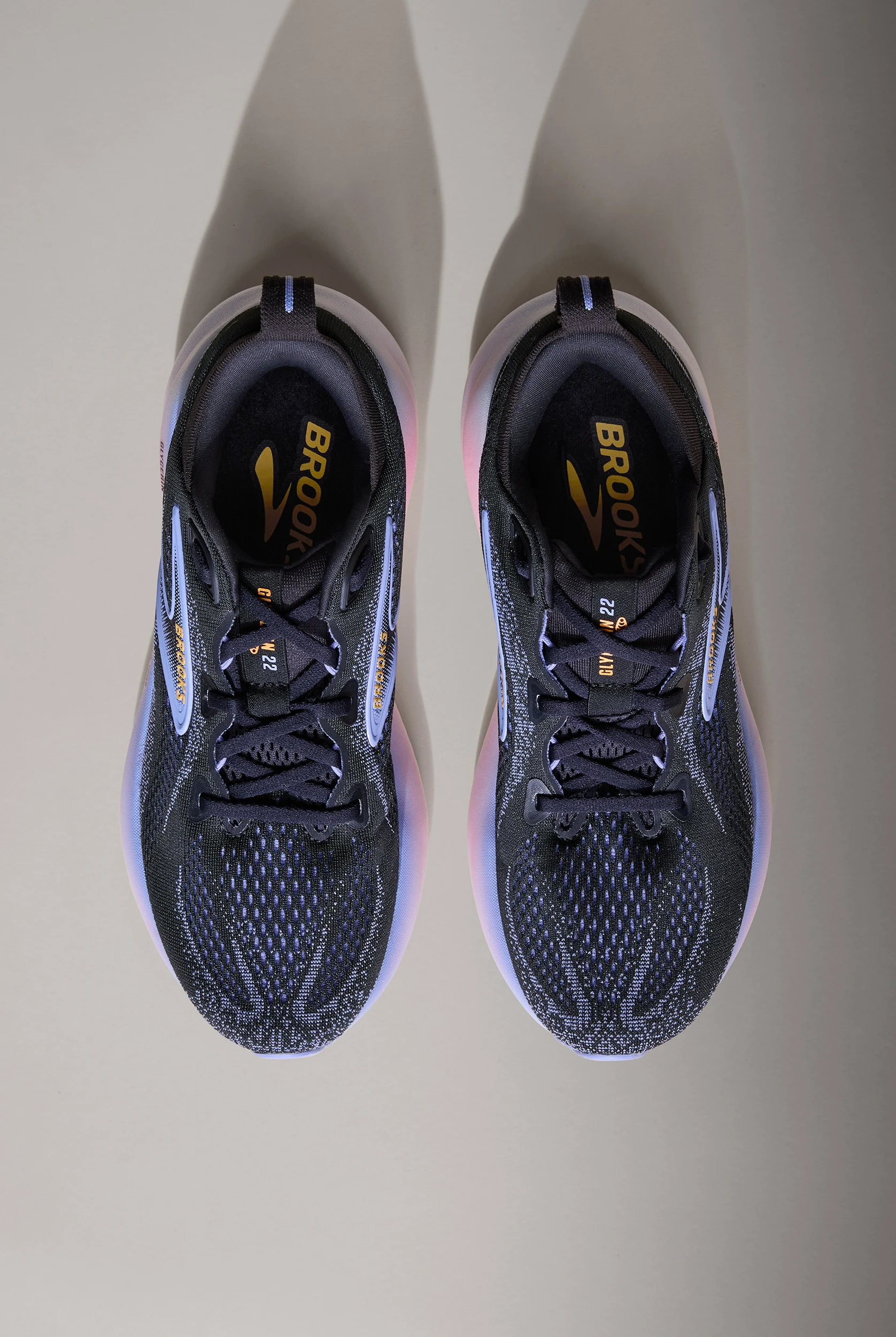 Brooks Women's Glycerin 22 Black/Blue Heron/ Orange Athletic Lace Up Shoes