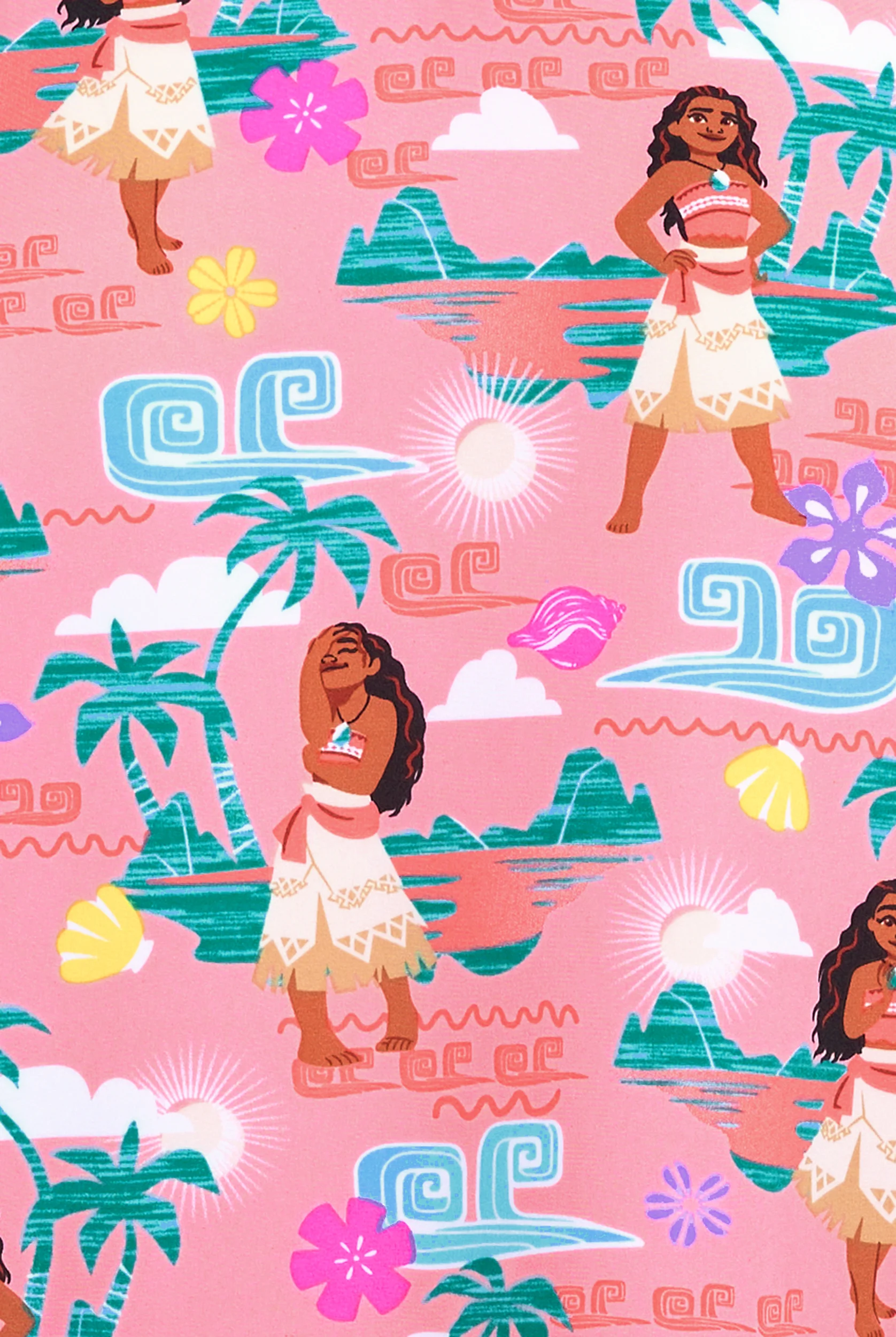 Tooniforms Disney's Moana The Sea Is Calling Women's 2-Pocket STRETCH V-Neck Print Scrub Top