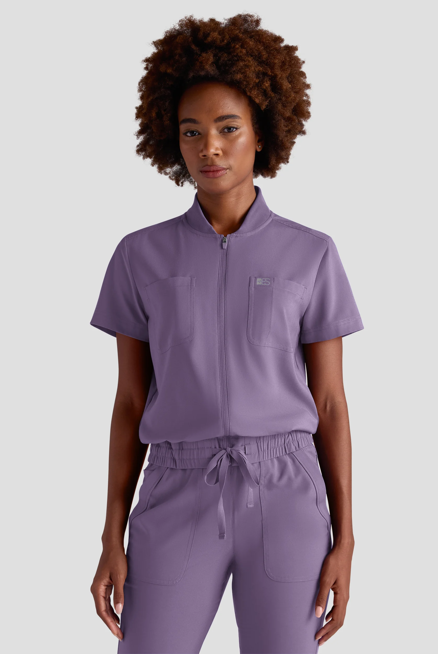 Easy STRETCH Nika Women's Zip Front Scrub Top– 2-Piece Jumpsuit Top