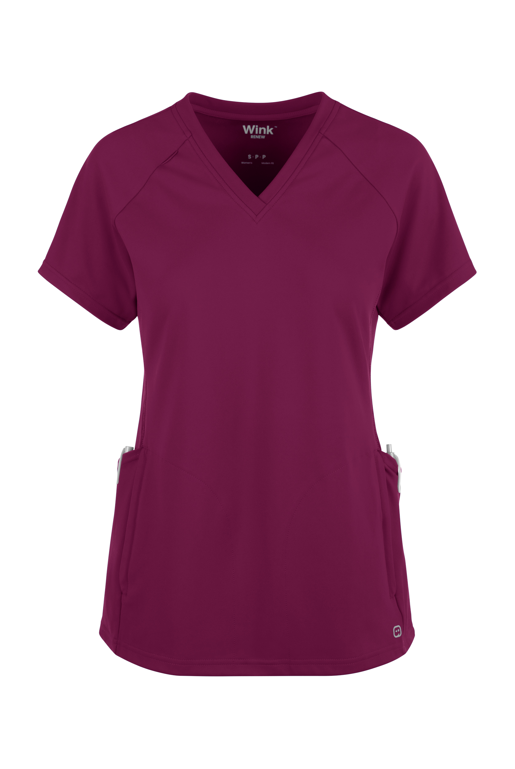 Wink Renew Knit Women's 4-Pocket STRETCH Rib-Knit Side Panel Raglan Sleeve V-Neck Scrub Top