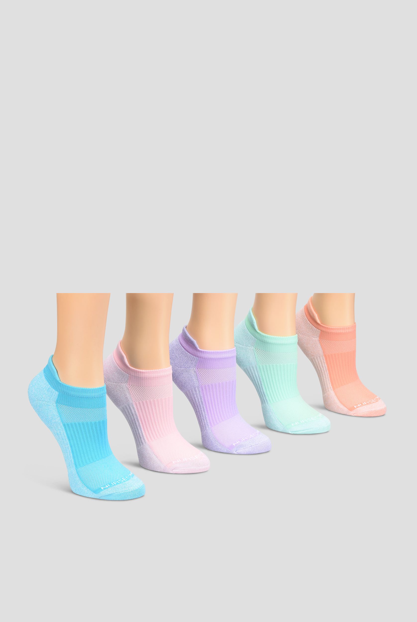 Nurse Mates Pastel Arch Support Anklet 5 pack socks