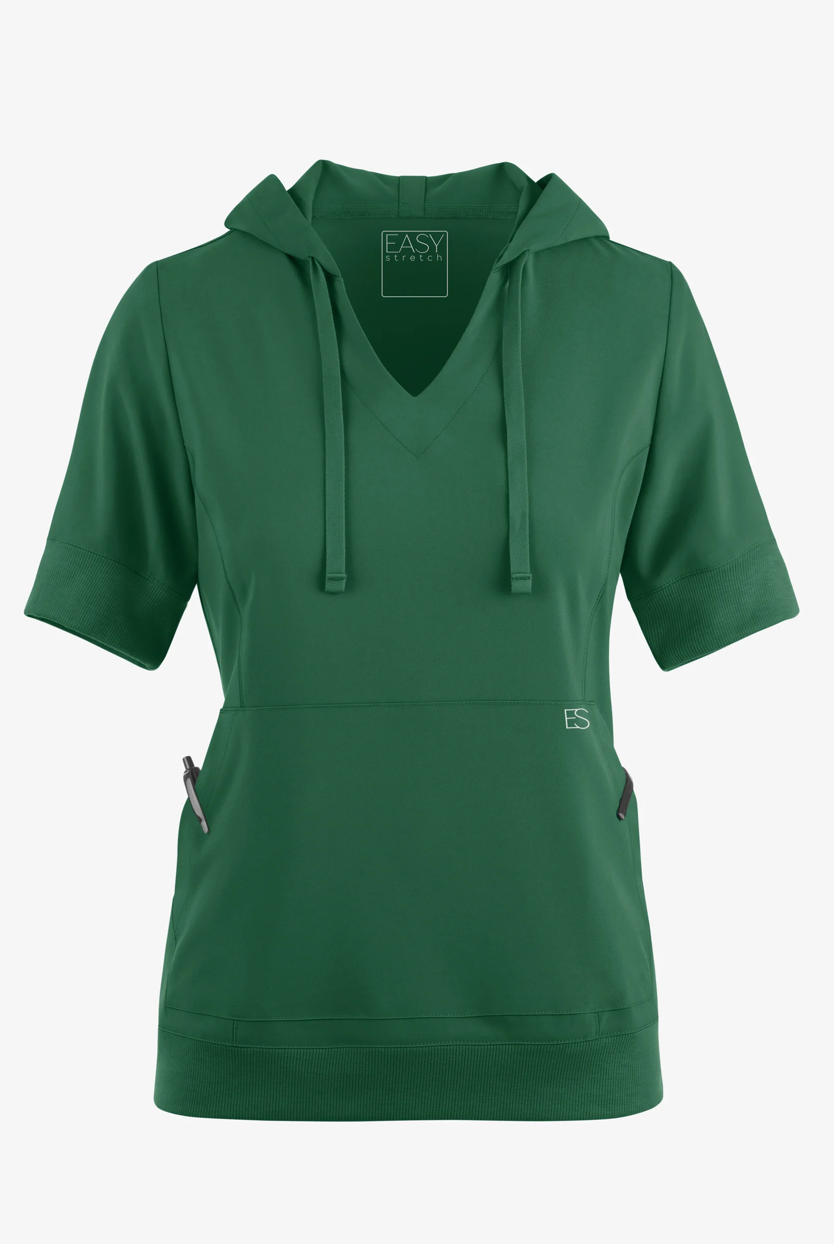 Easy STRETCH True Women's 3-Pocket Short Sleeve Pull-Over Scrub Hoodie