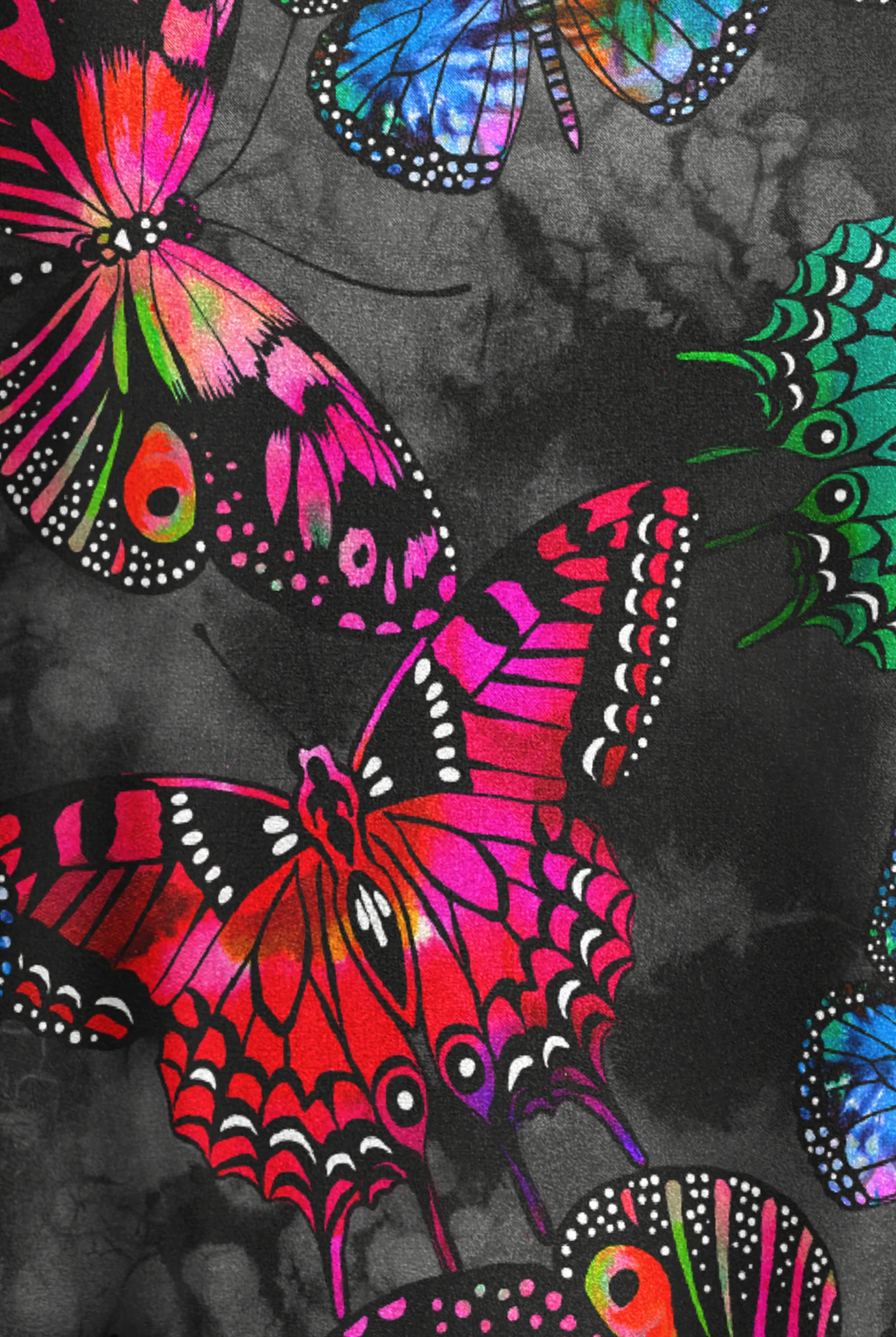 Tafford Active STRETCH Butterfly Oasis Onyx Women's 4-Pocket V-Neck Mock Wrap Print Scrub Top