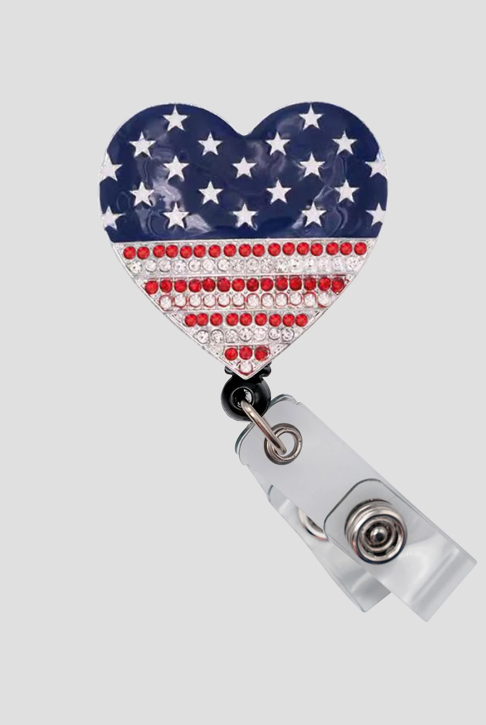 Outside the Box Sparkle & Shine American Flag Heart ID Badge Holder