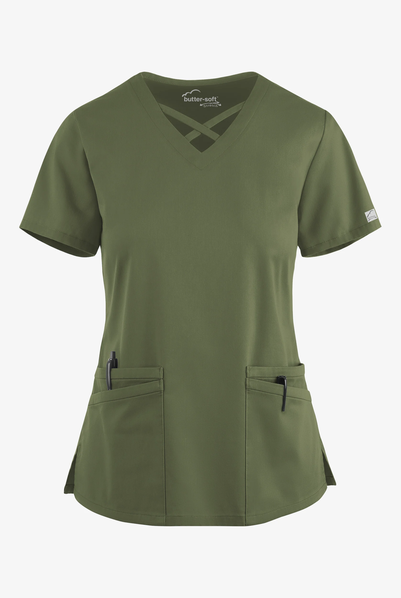 Butter-Soft STRETCH Women's 4-Pocket Crisscross Scrub Top