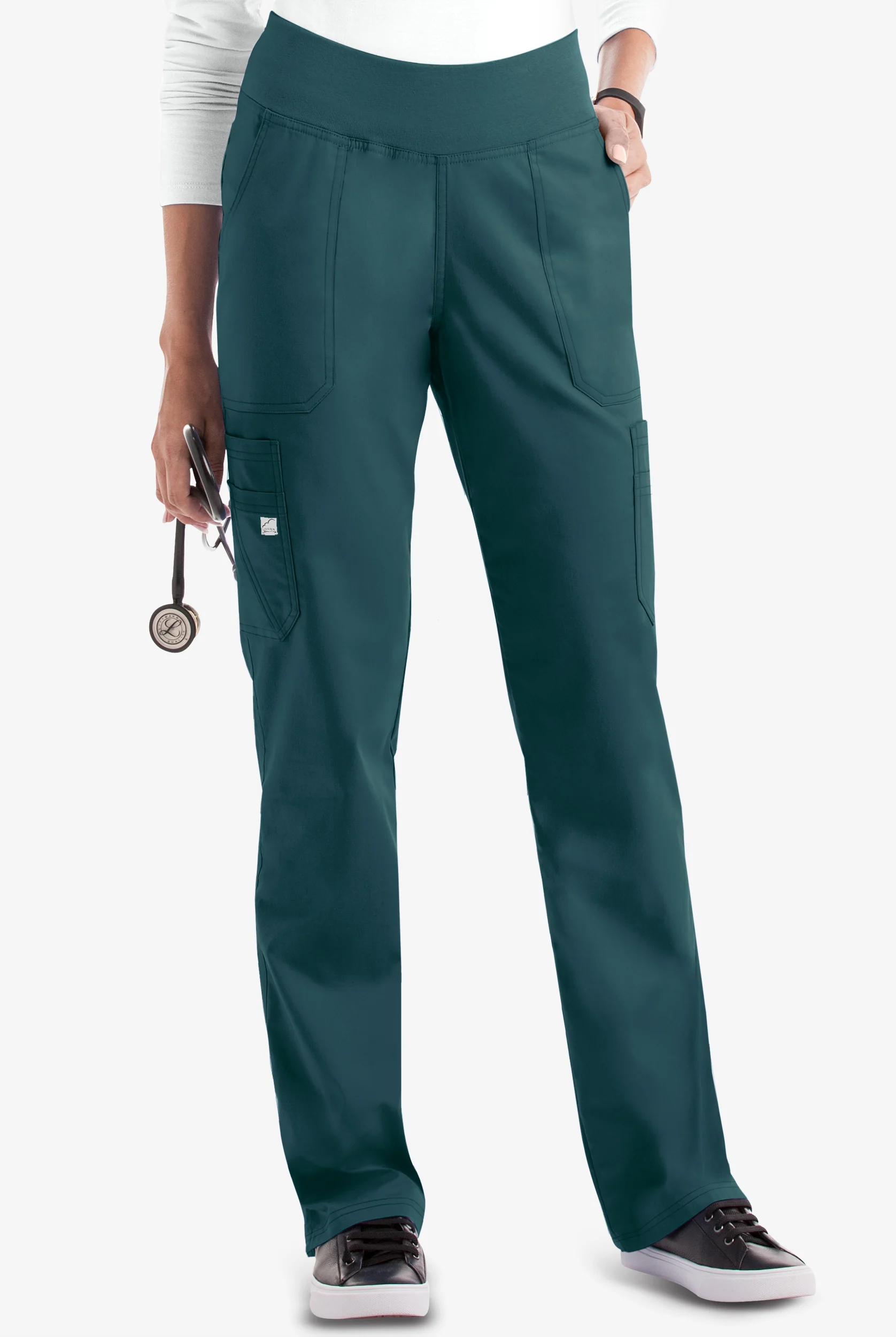 Butter-Soft STRETCH Women's 10-Pocket Active Yoga Scrub Pants - Petite