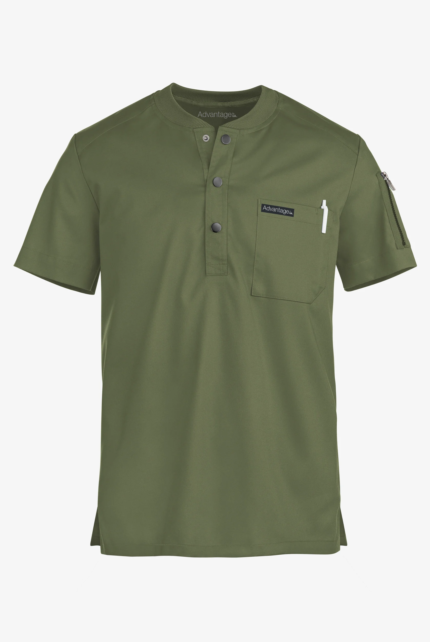 Advantage STRETCH Men's 2-Pocket Short Sleeve Henley Scrub Top