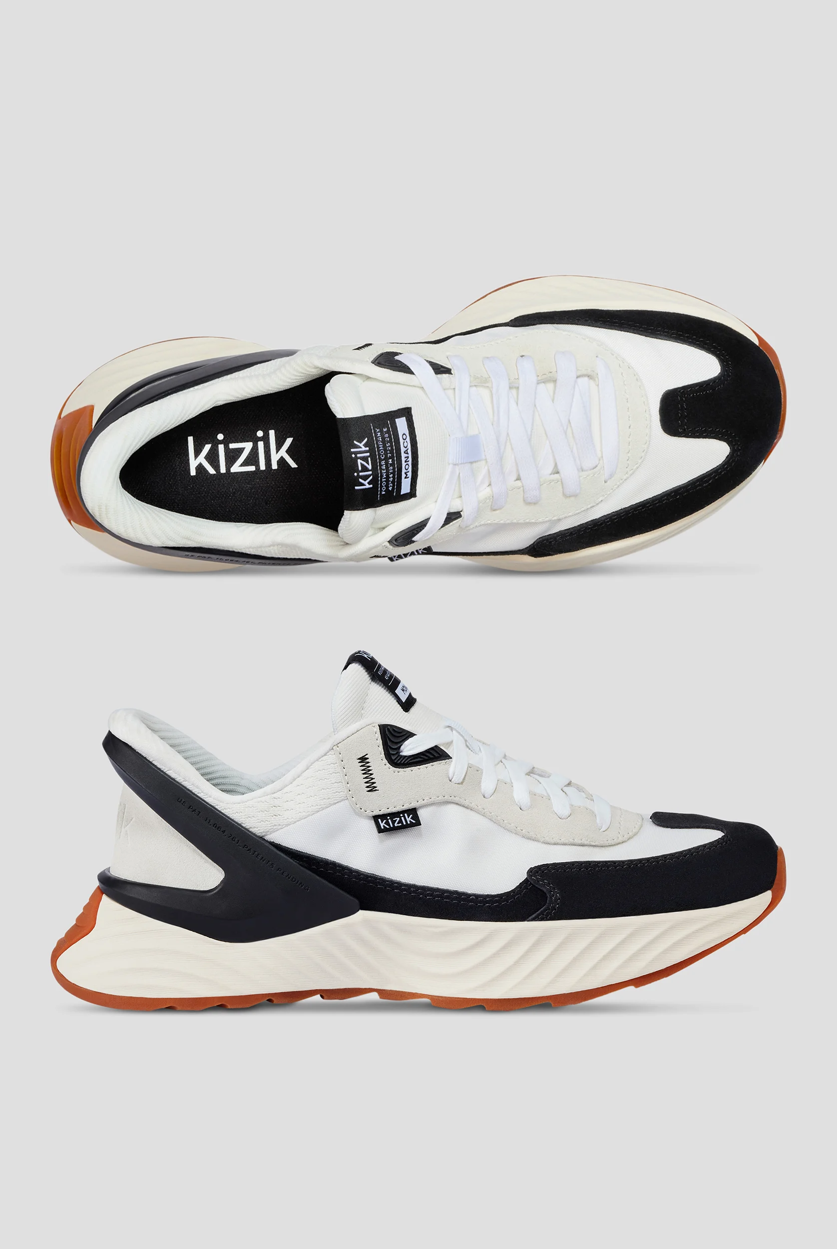Zapatillas deportivas Kizik Monaco White/black con cordones para hombre