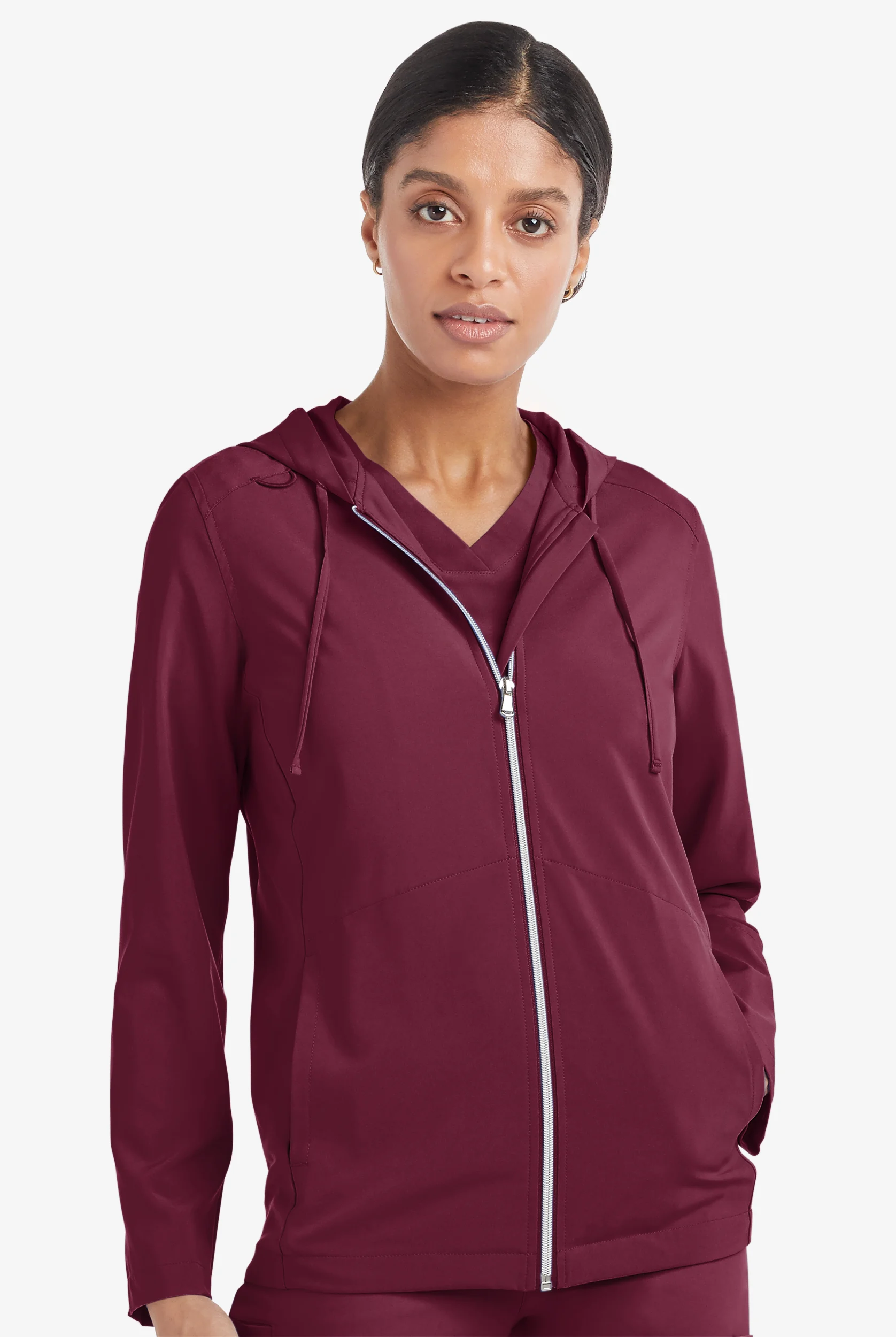 Tafford Active Selena Women's 5-Pocket Long Sleeve Zip-Front Scrub Hoodie