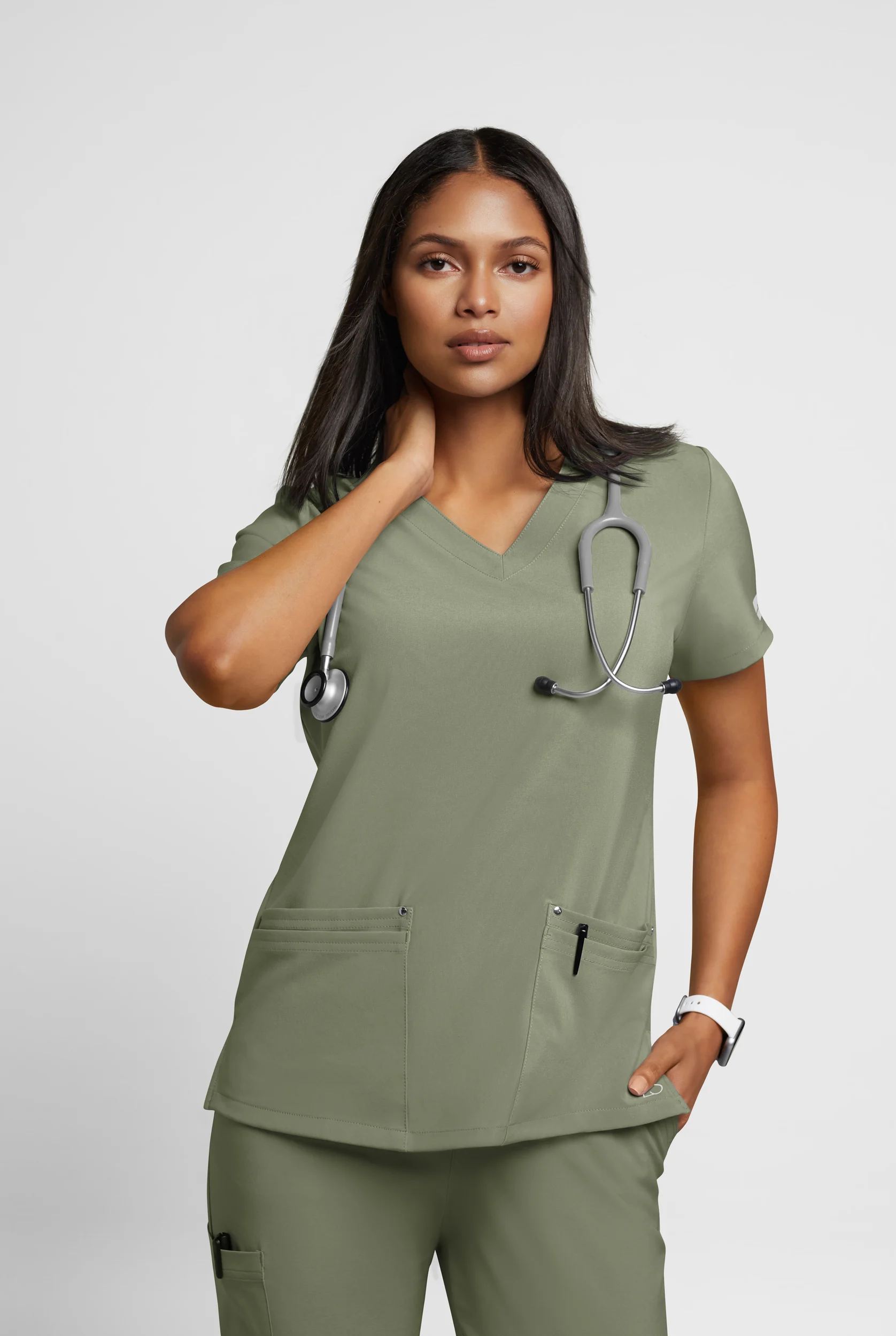 Easy STRETCH Lina Mitered Women's 4-Pocket V-Neck Scrub Top