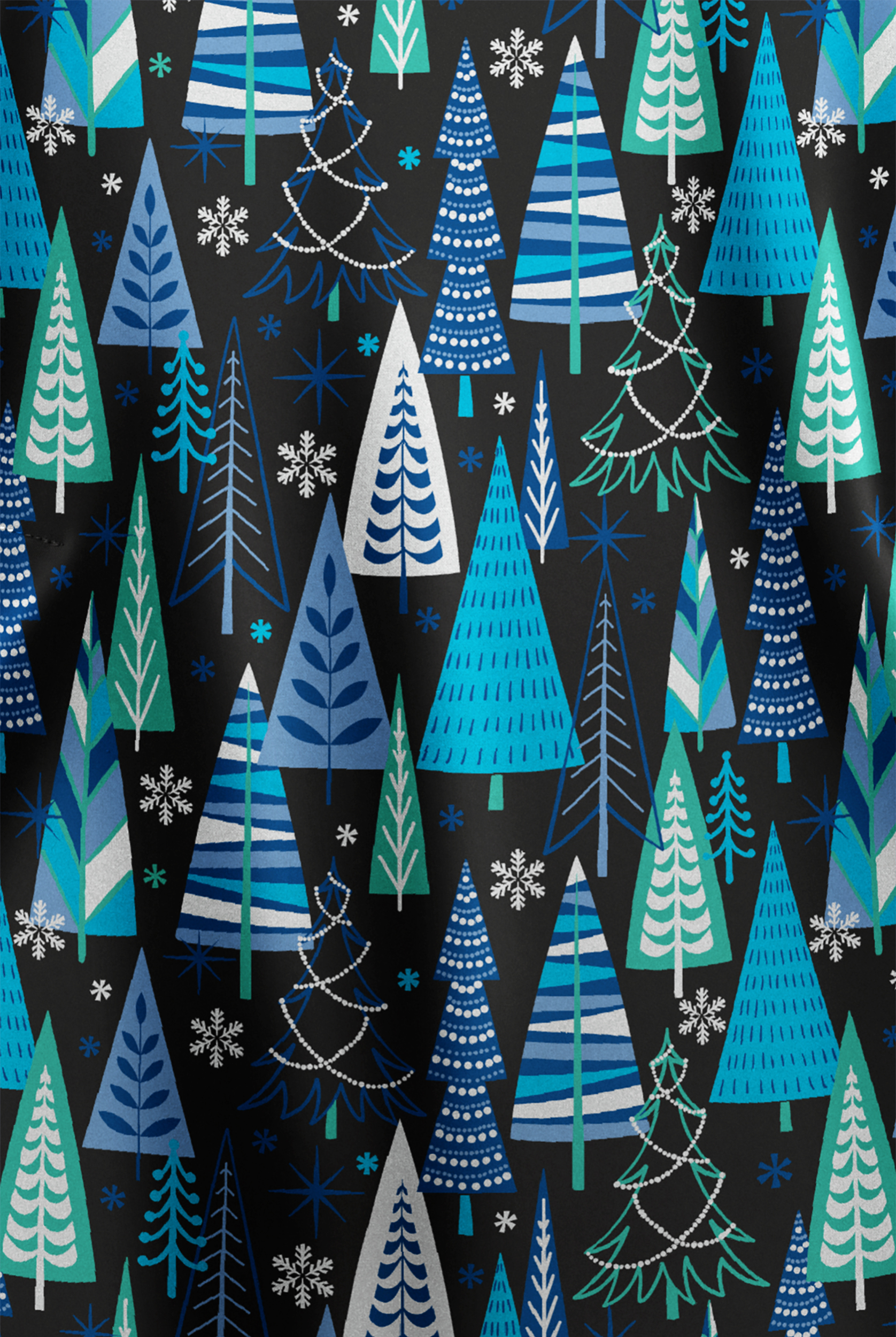 Blusa médica estampada Butter-soft Wintertime Turquoise STRETCH con cuello en V para mujer