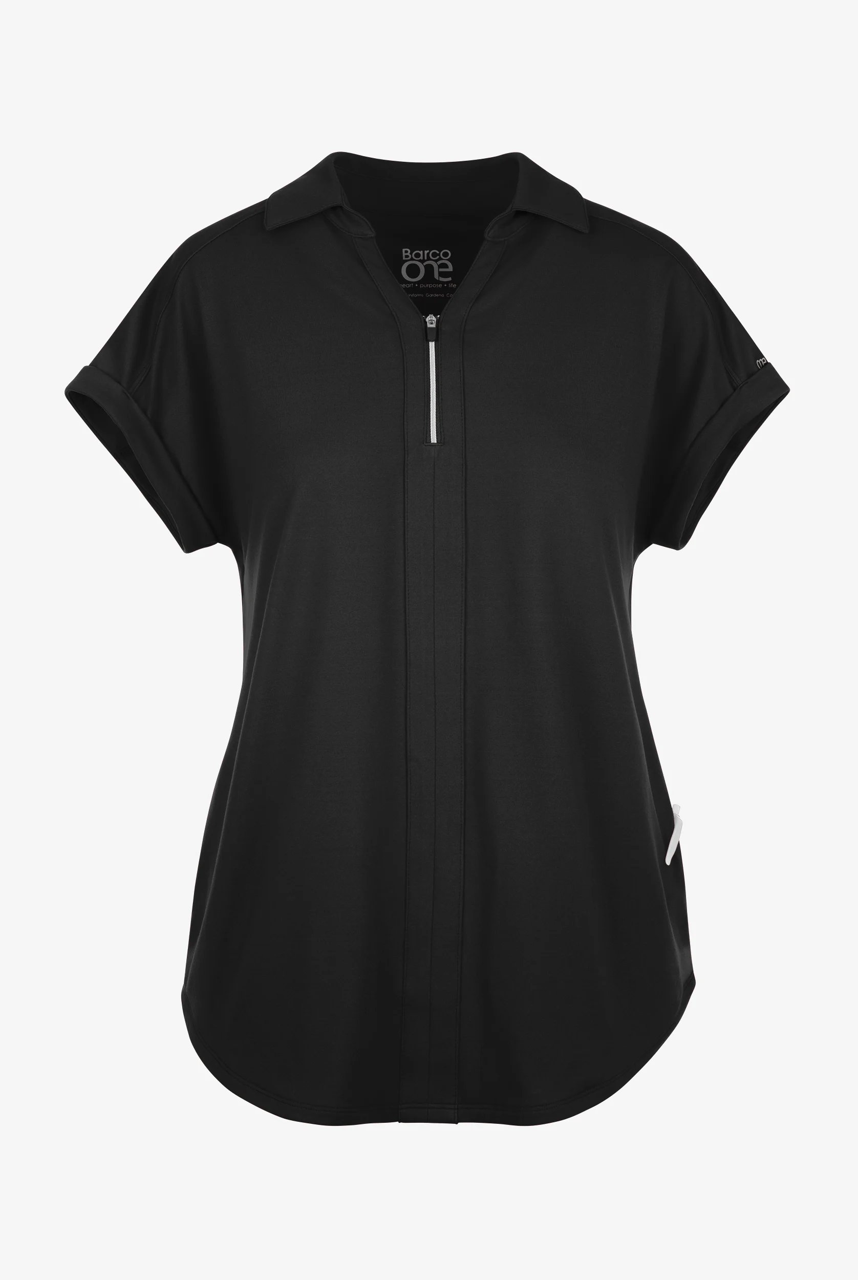 Blusa m&eacute;dica Barco One Performance Knit Engage STRETCH con cremallera en el cuello y 2 bolsillos para mujer
