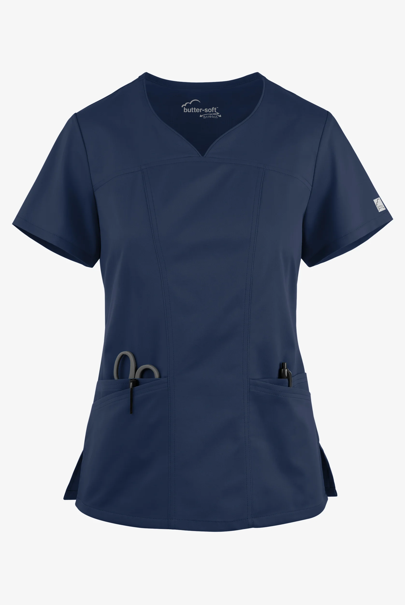 Butter-Soft STRETCH Women's 4-Pocket Sweetheart Neck Scrub Top